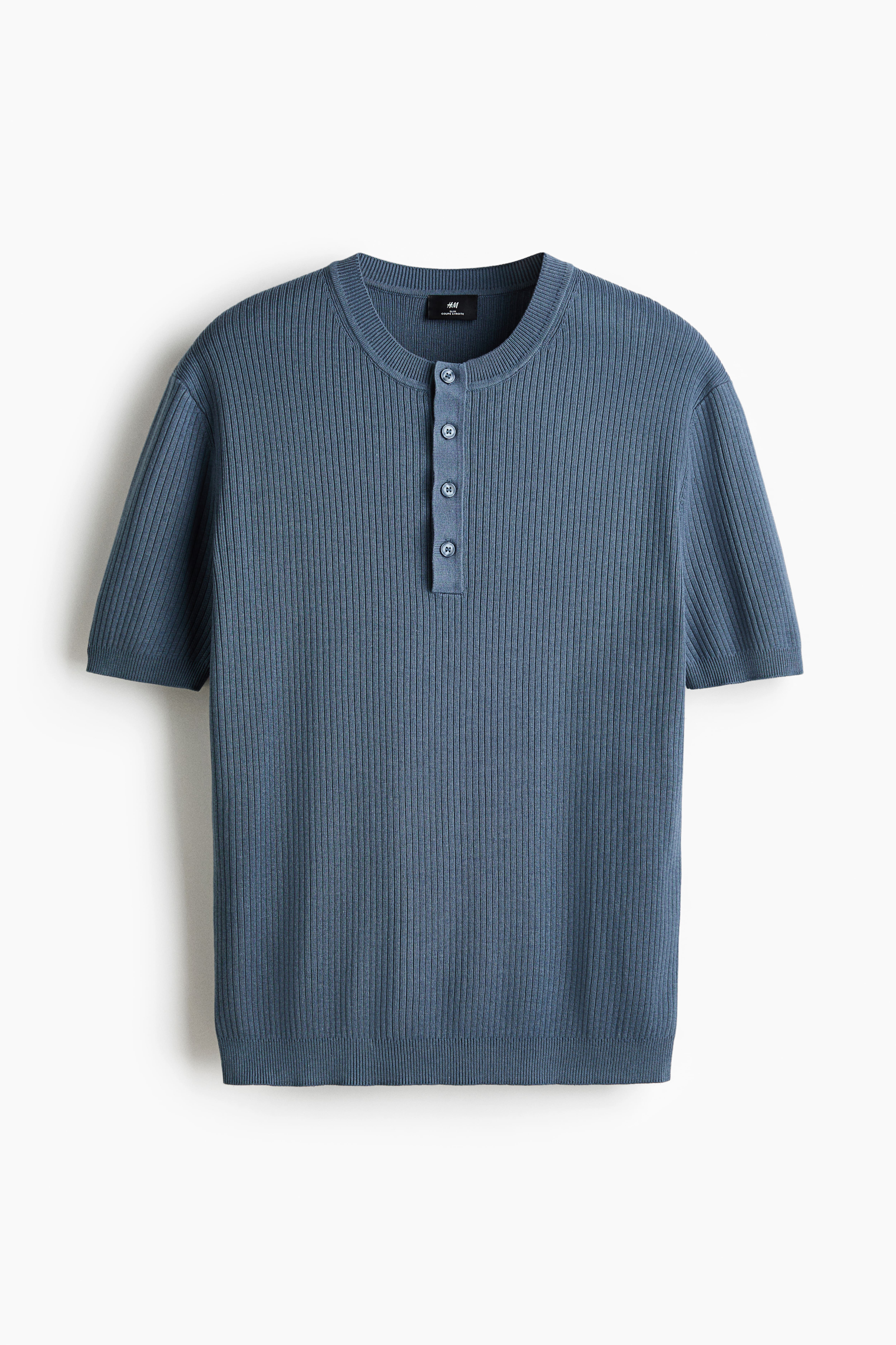 Slim-Fit Fine-Knit Henley Shirt