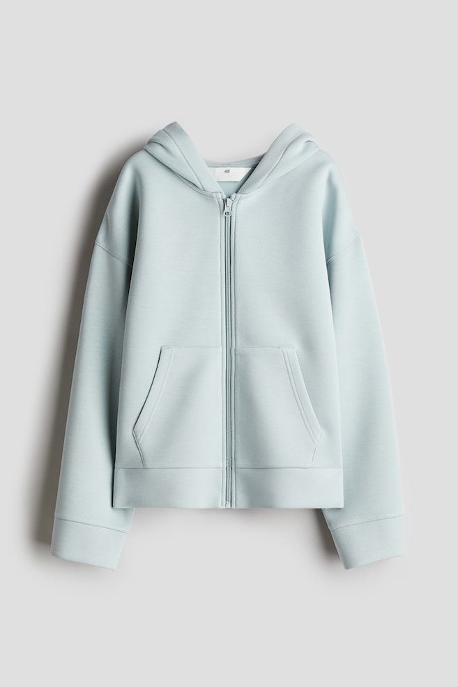 Scuba zip-through hoodie - Light turquoise - 1