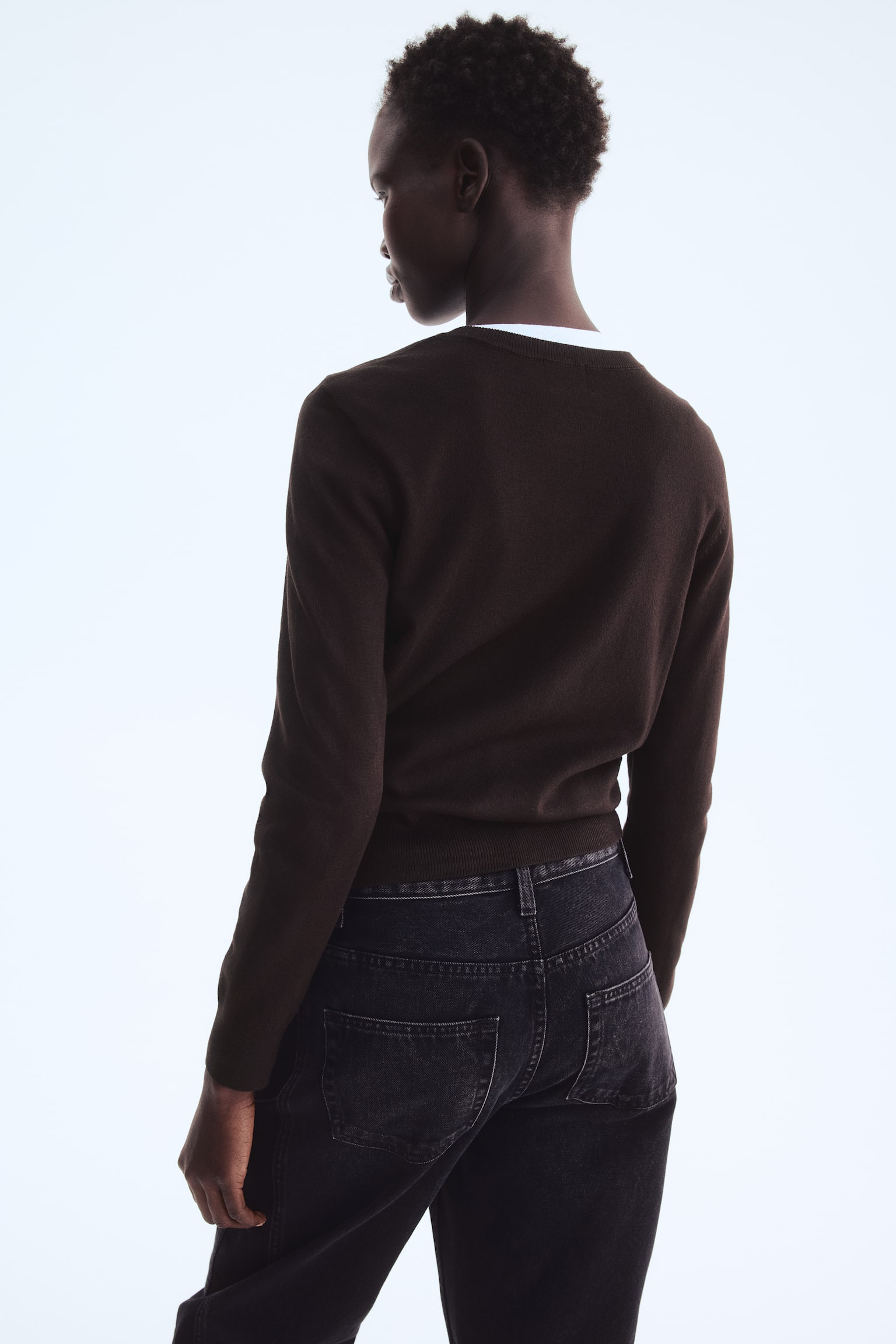 Fine-knit cardigan - Dark brown/Black/Bright orange/Light beige/Light greige/Light yellow/Lilac/Red/Green/Olive green/White/Striped - 6