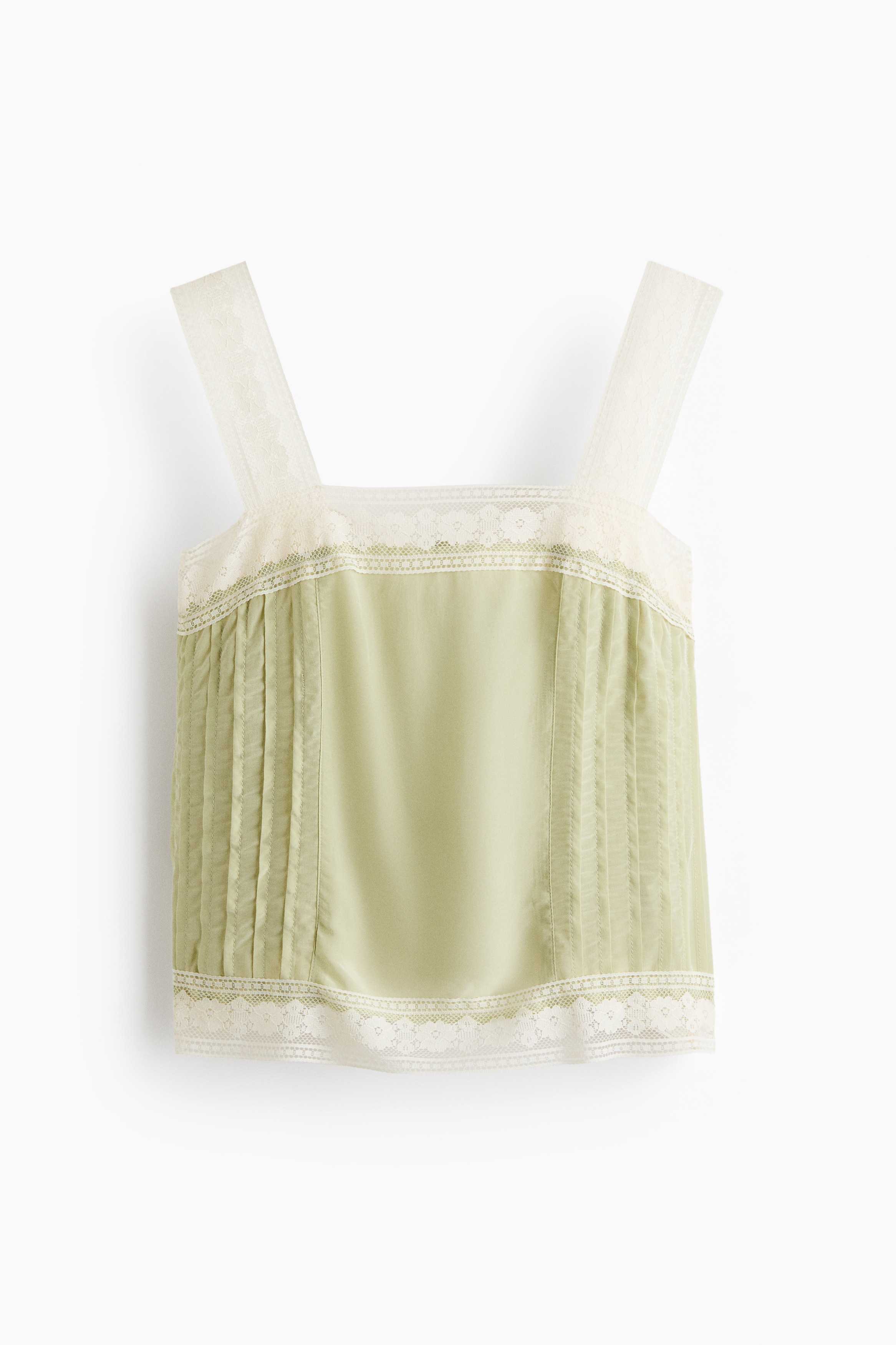 Bubble-hem tie-strap top - Light green