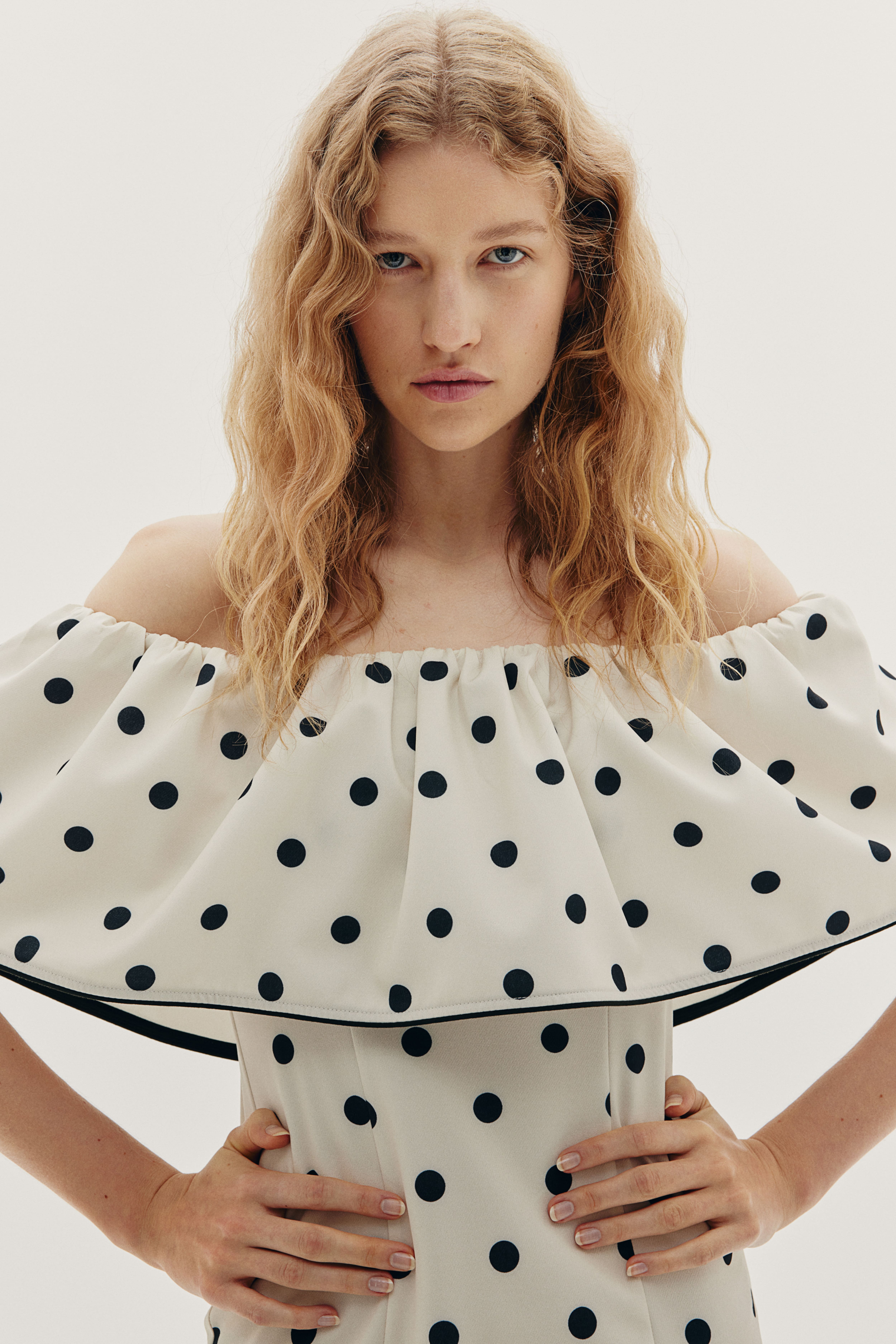 H&m polka dot dress white best sale