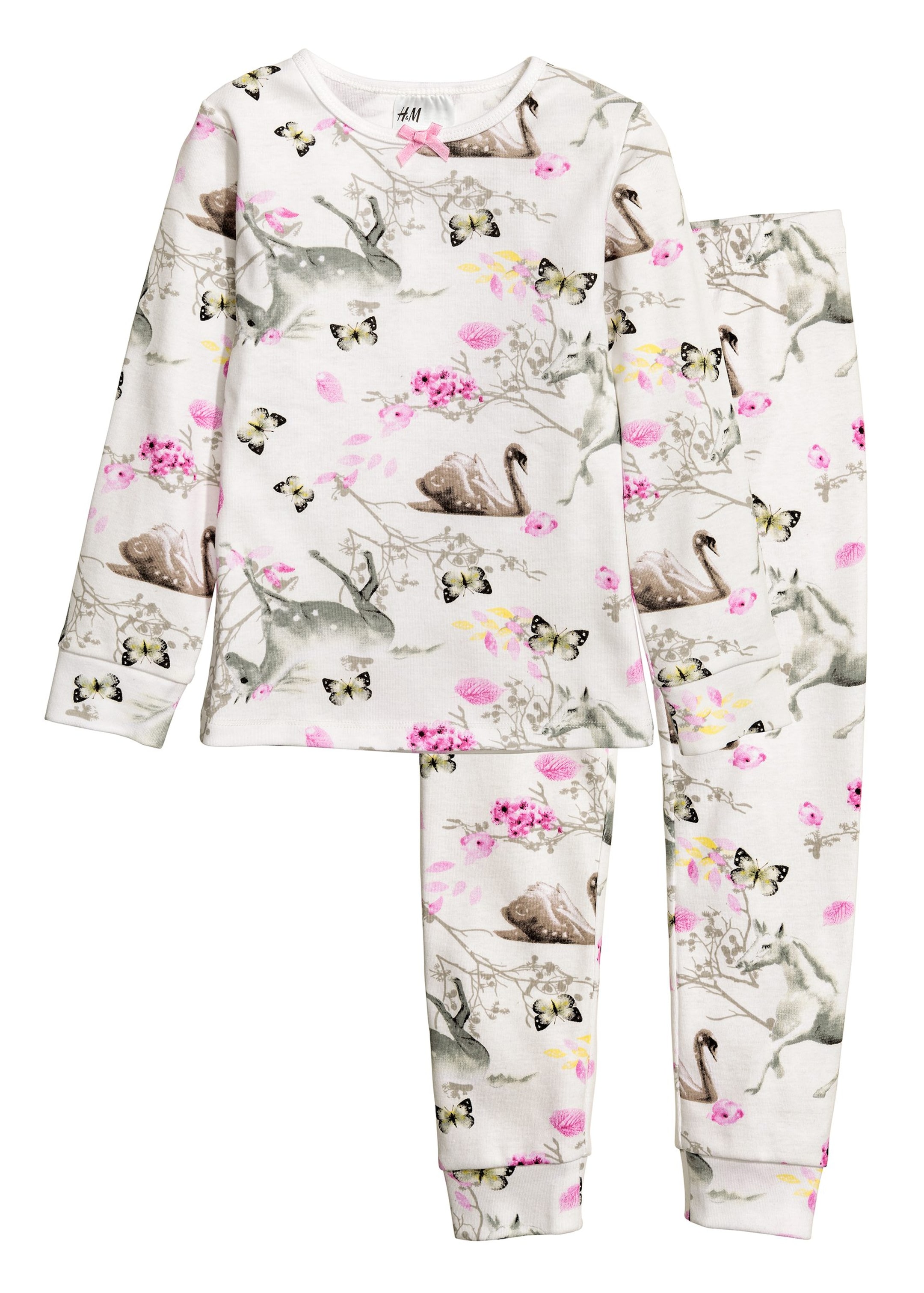 View larger image: Jersey pyjamas - White/Swan - Kids | H&M GB 1