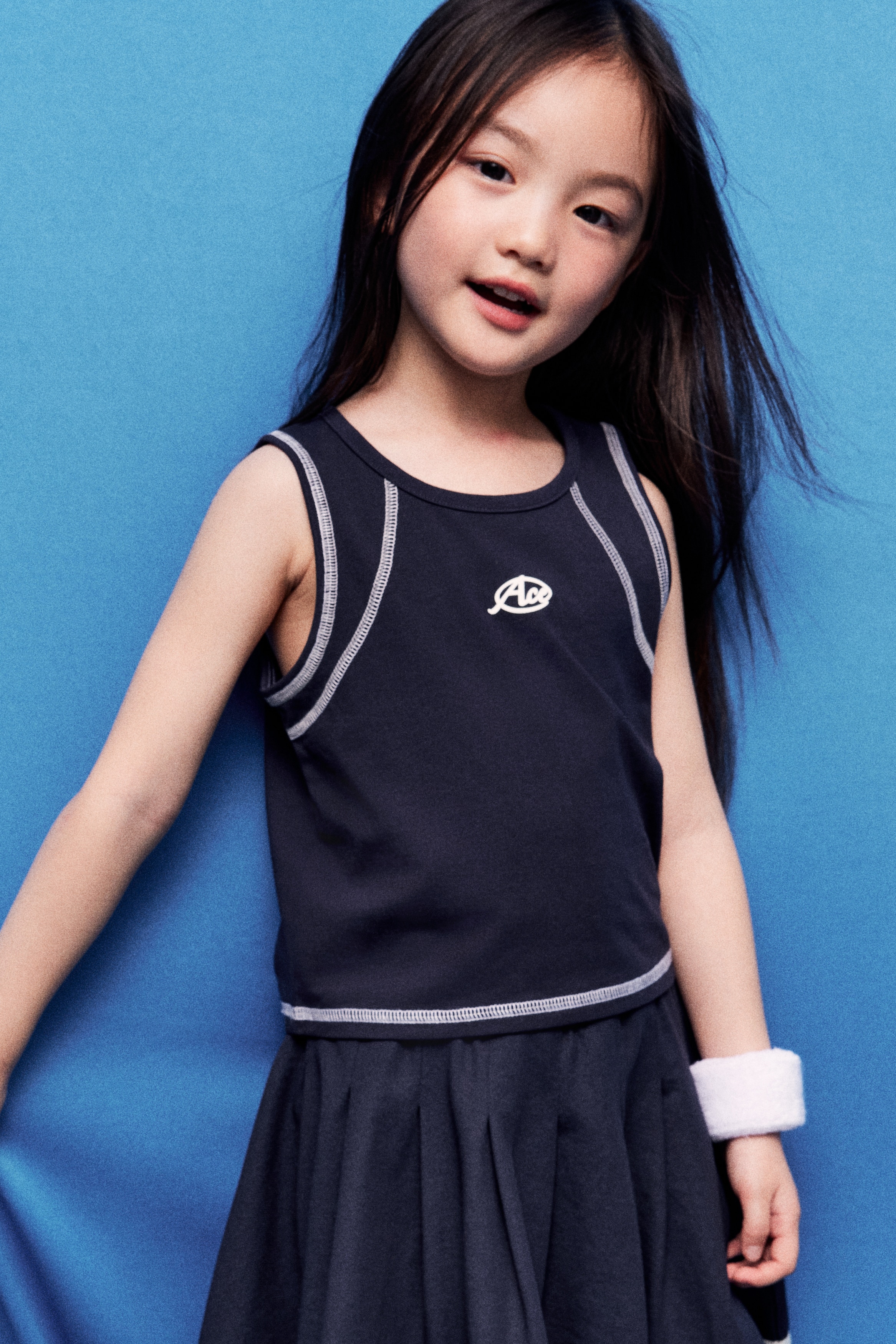COOLMAX®フラットロックステッチタンクトップ - ネイビーブルー／Ace
