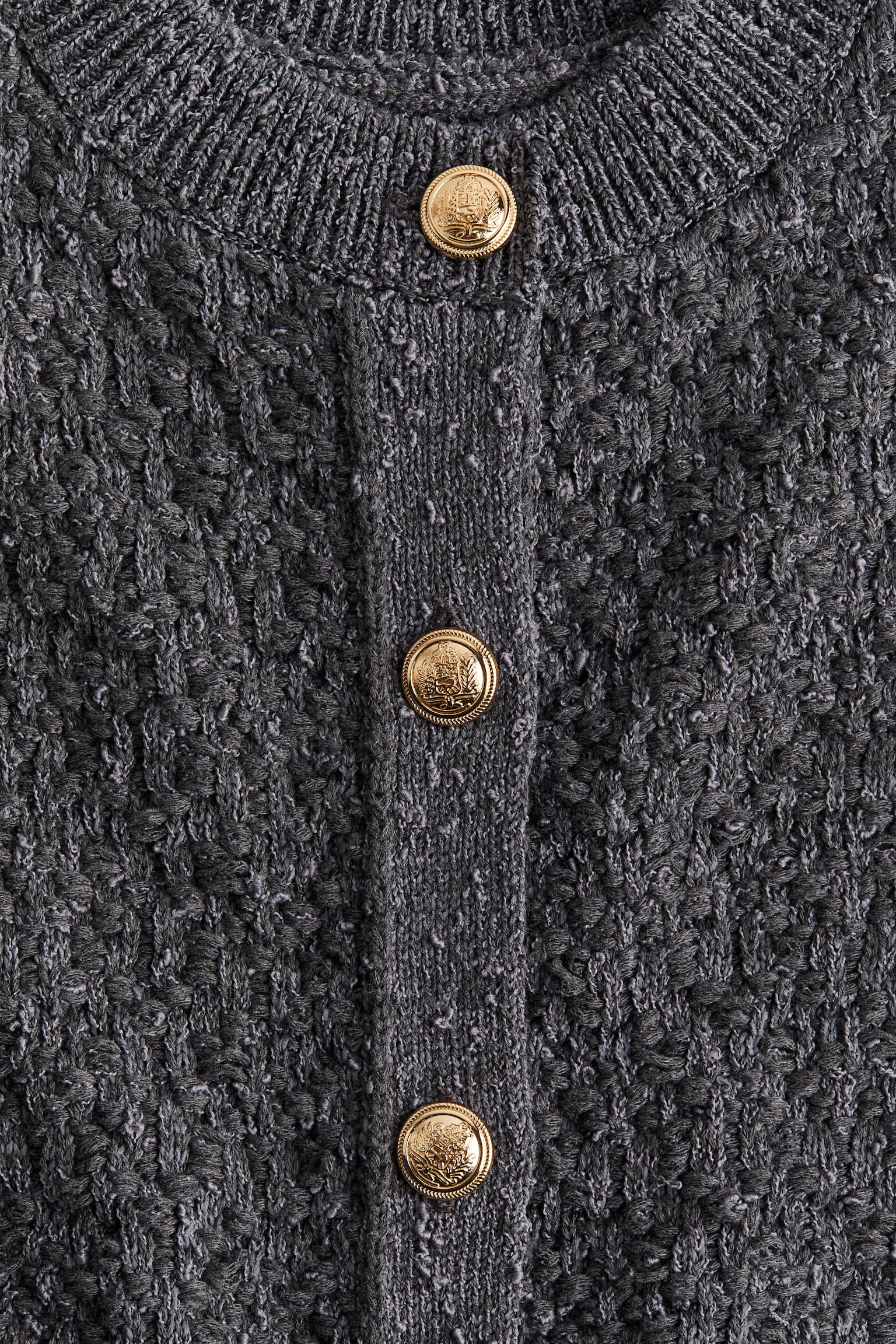 Женский кардиган H&M Textured-Knit, цвет: Тёмный серый — фото 2