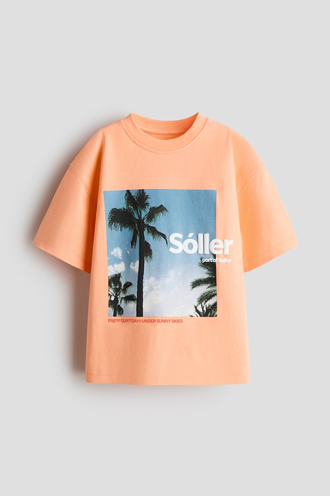 Printed cotton T-shirt - Orange/Sóller/White/Skate/Green/Sunset/Dark brown/Excavator/Cream/Breeze - 1