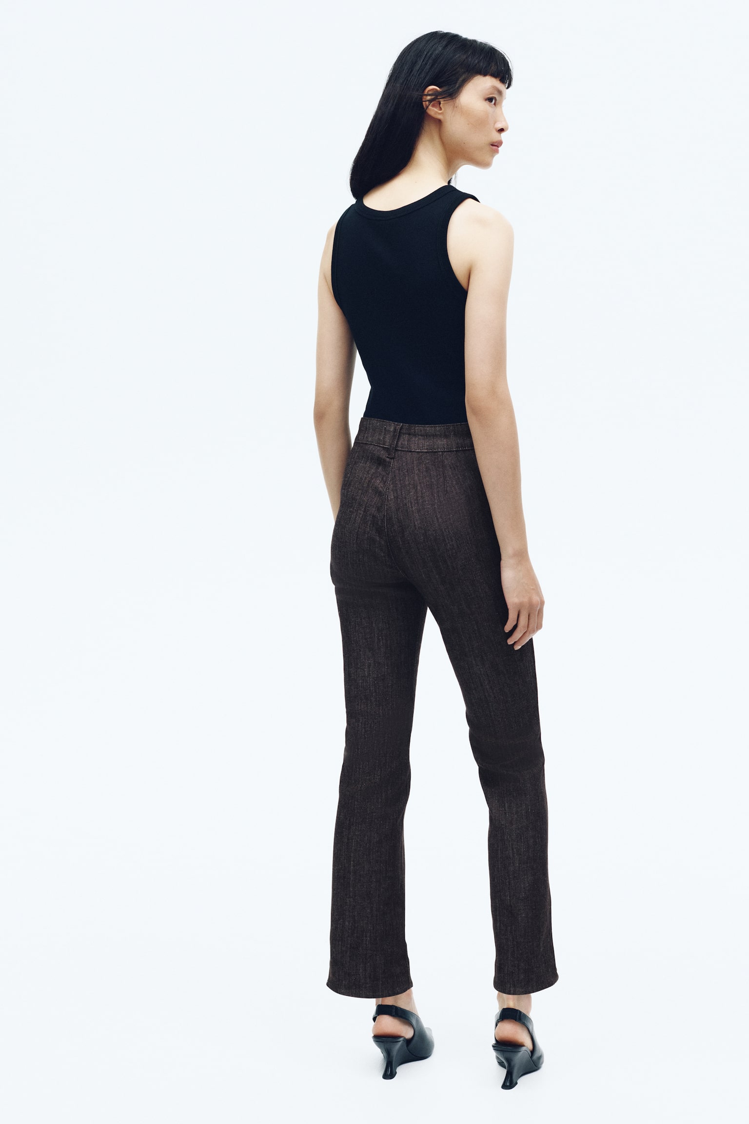 Flared High Ankle Jeans - Dark brown/Dark denim blue - 3