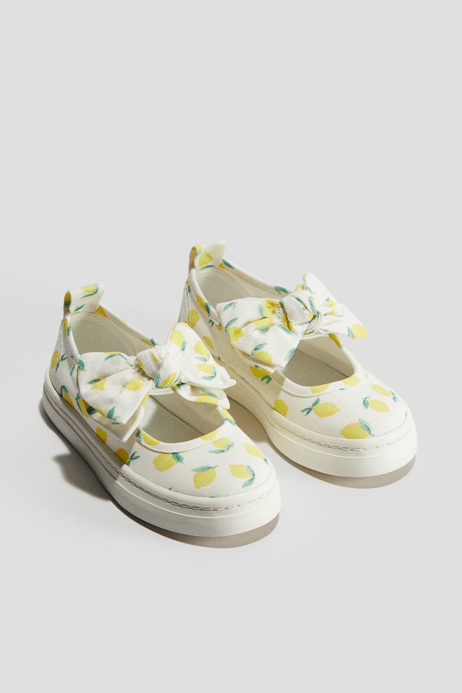 Bow-detail ballerina trainers - White/Lemons/Light blue/Striped - 1