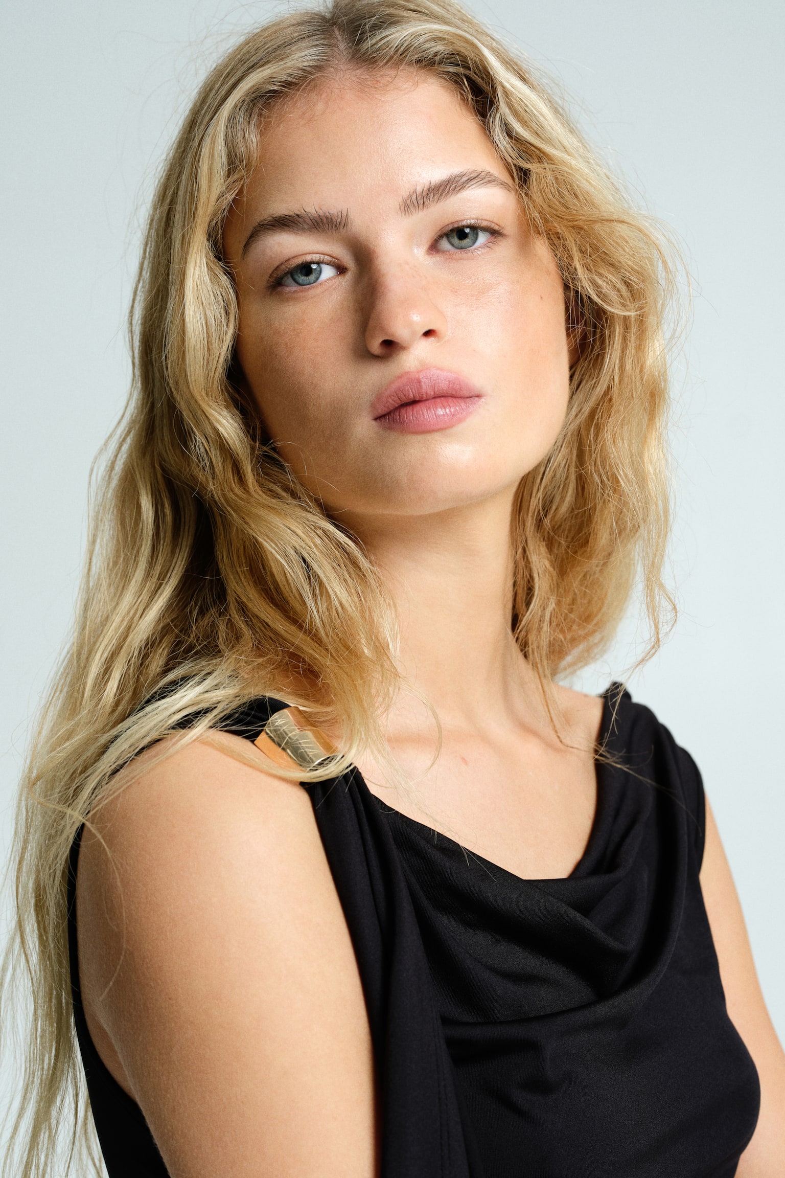 Draped one-shoulder dress - Black - 5