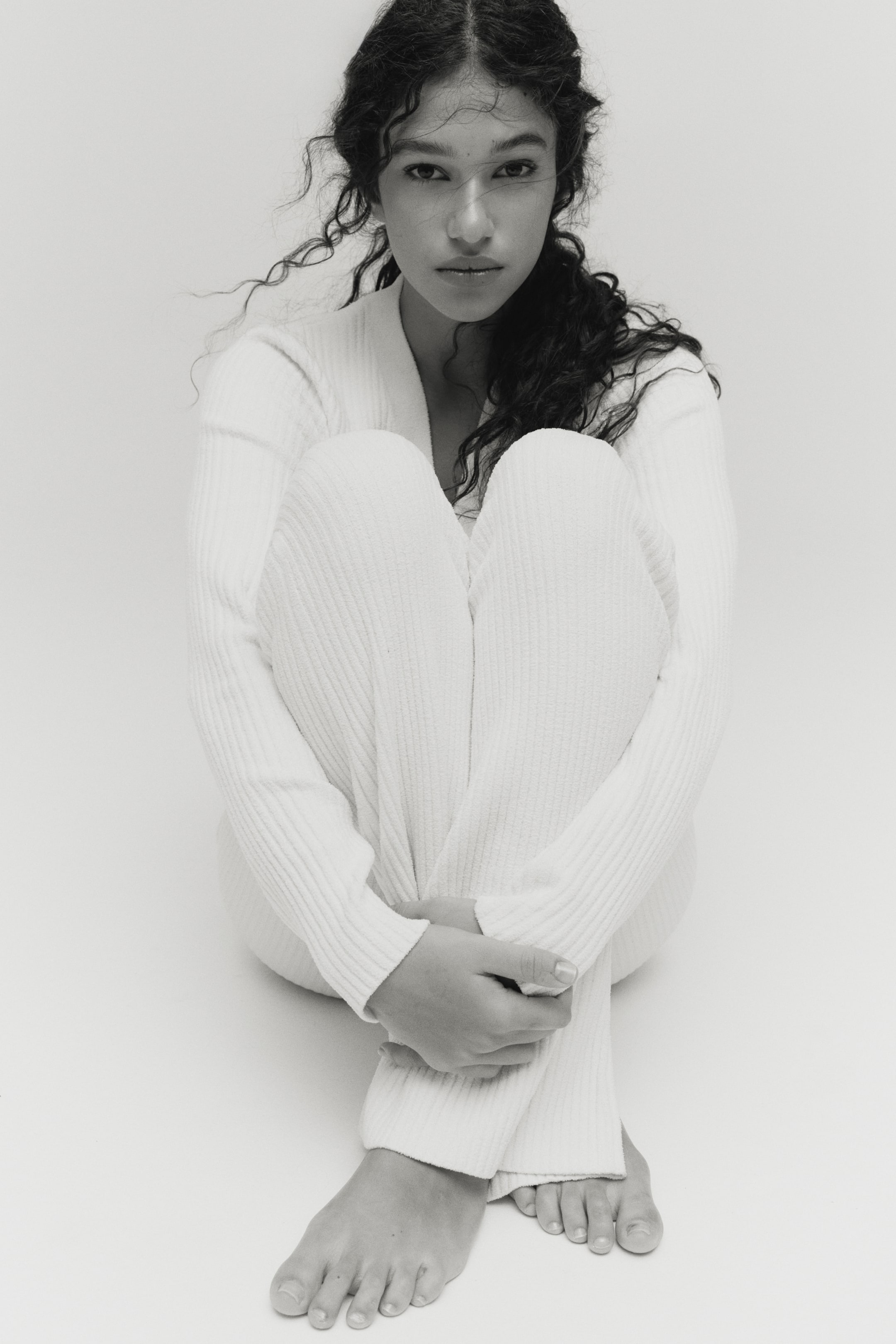 View larger image: Flared Rib-Knit Pants - Cream - Ladies | H&M US 4