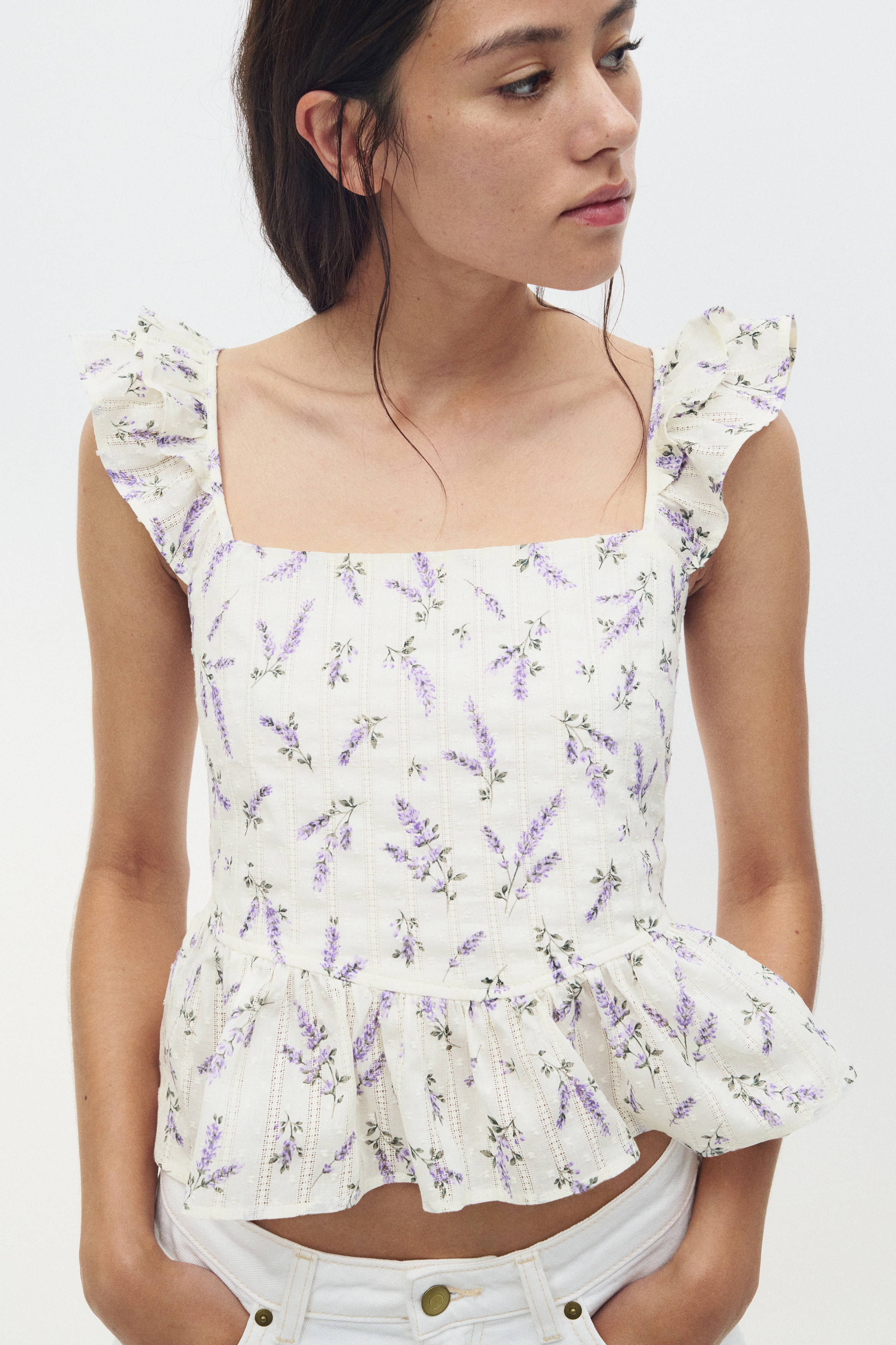 Tie-detail peplum blouse