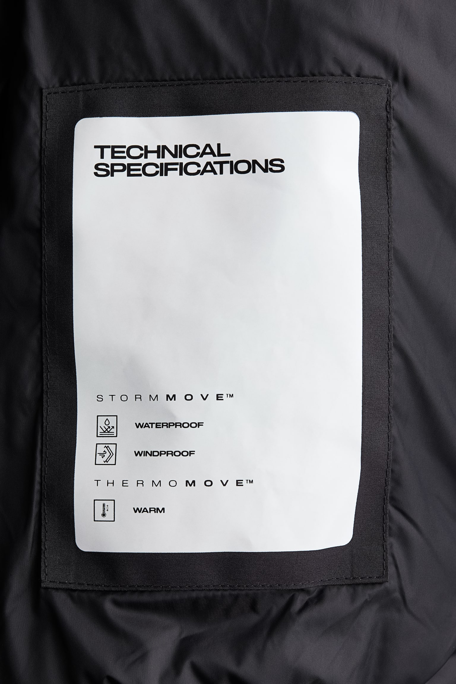 Женская куртка H&M Move Padded Activewear Rain Jacket with StormMove™, цвет: Чёрный — фото 9