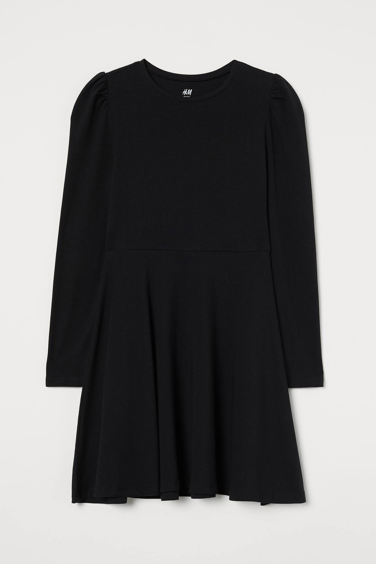 Cotton Jersey Dress - Round Neck - Long sleeve - Black - Kids | H&M US