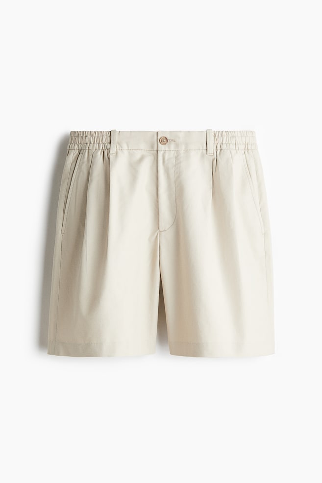 Shorts aus Leinenmix in Relaxed Fit - Beige/Weiß - 1