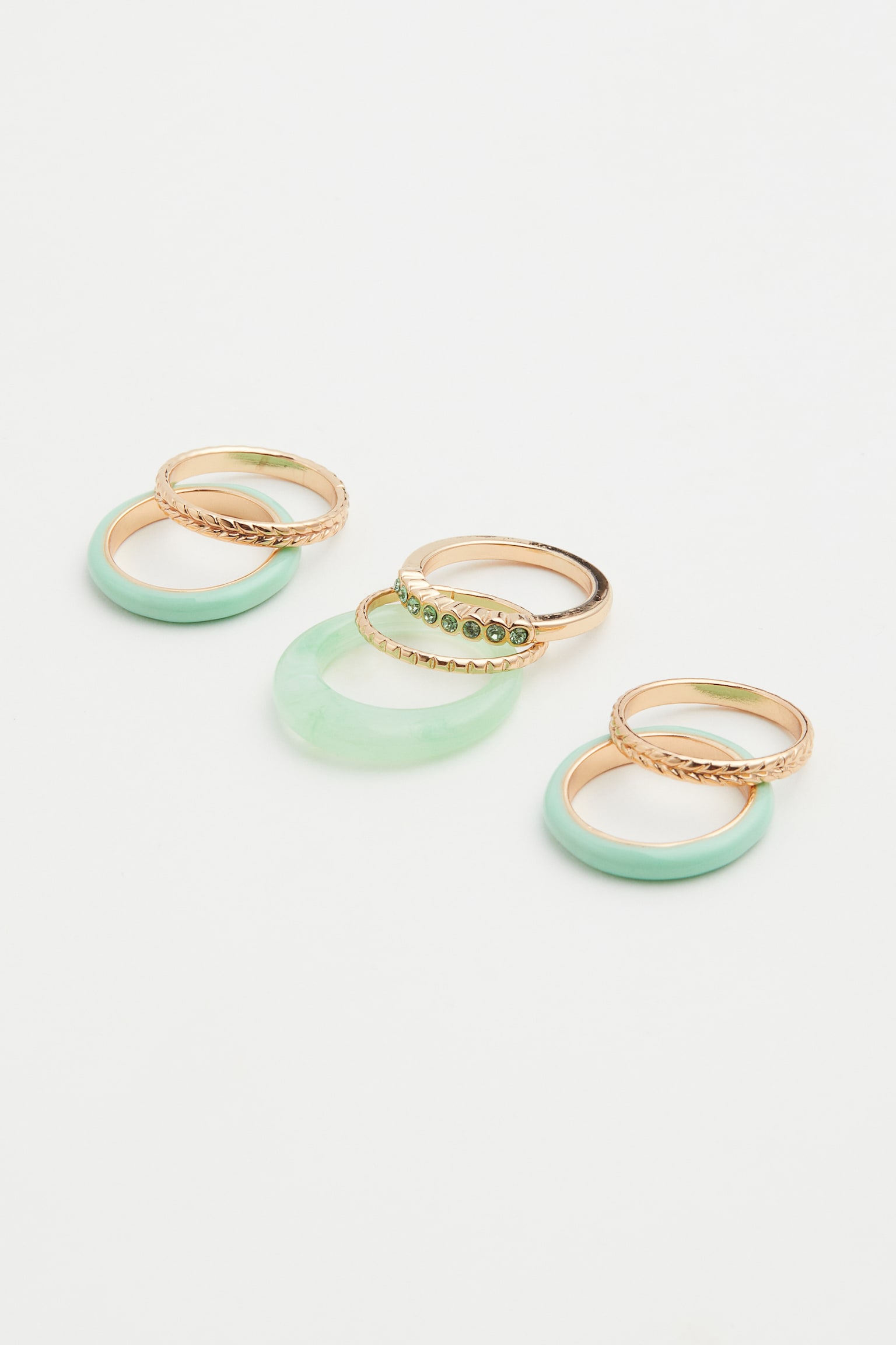 7-pack Rings - Light turquoise/Light pink/Gold colour/Turquoise - 1