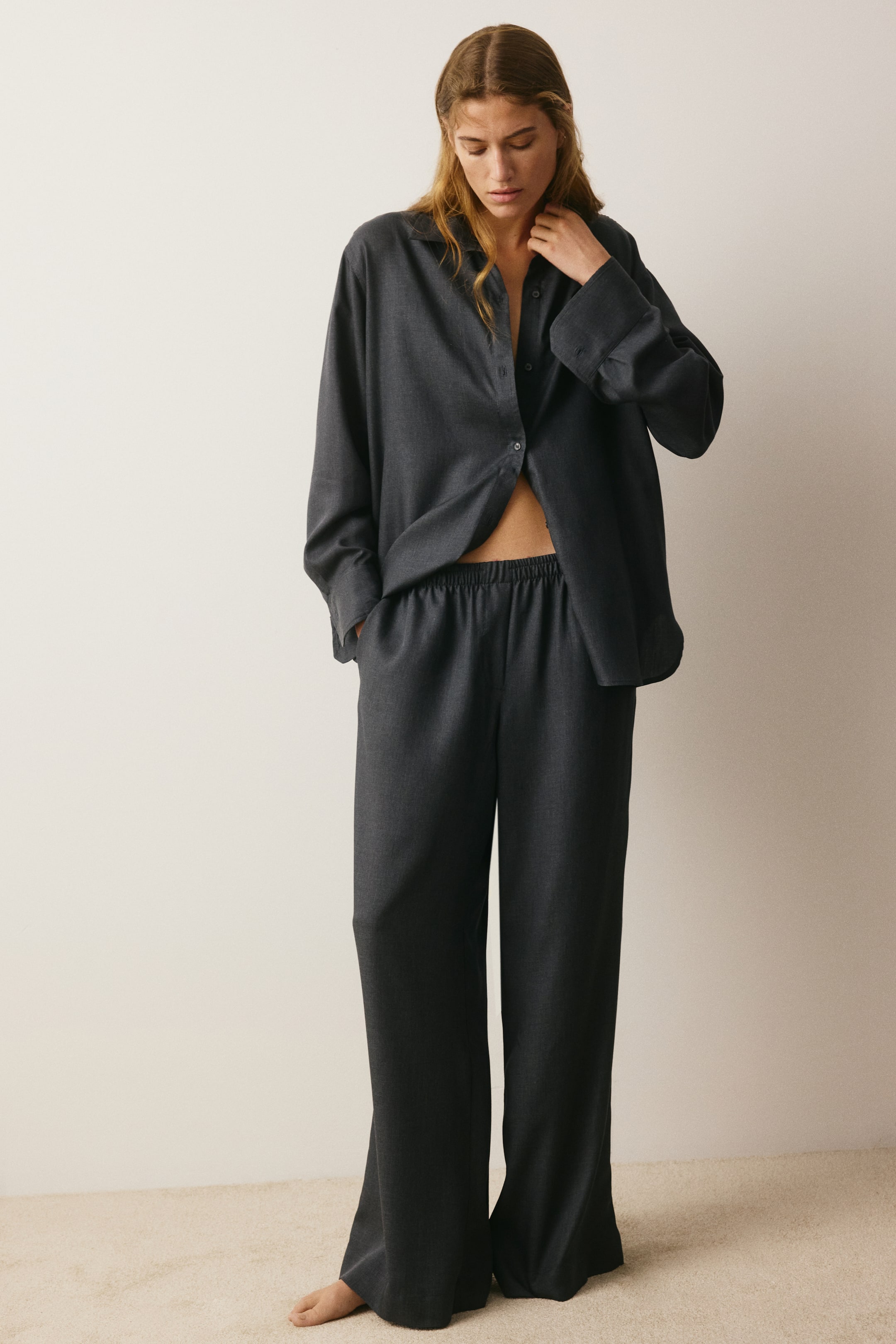 Pantalon en lyocell avec taille élastique