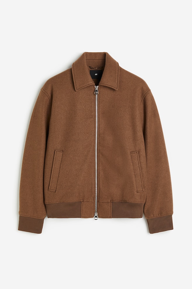 Regular Fit Wool-blend jacket - Dark brown - 1