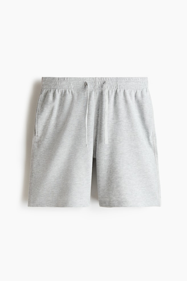 Relaxed-Fit Waffled Shorts - Gray melange/Black/White - 1
