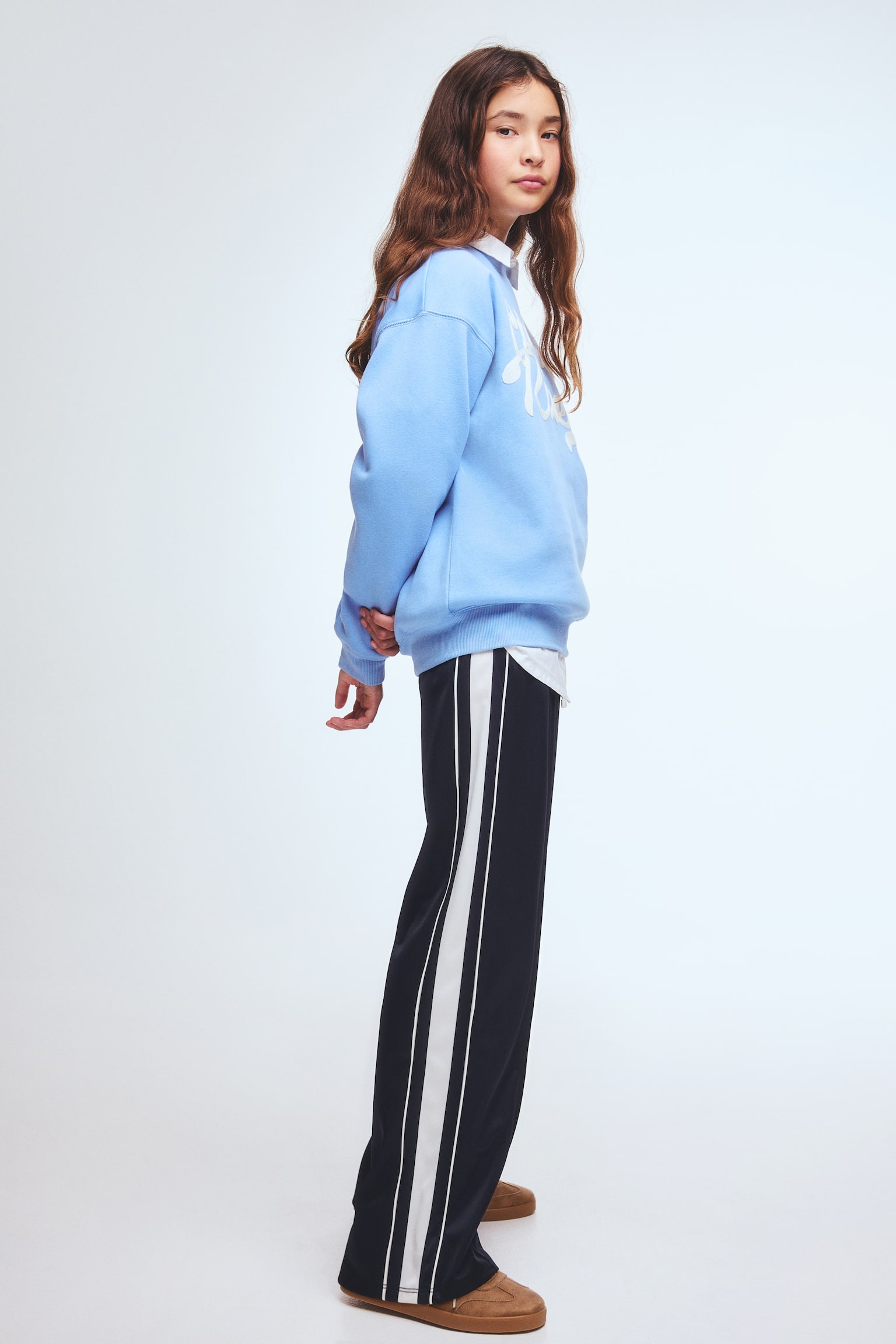 Wide-leg track pants - Navy blue - 1
