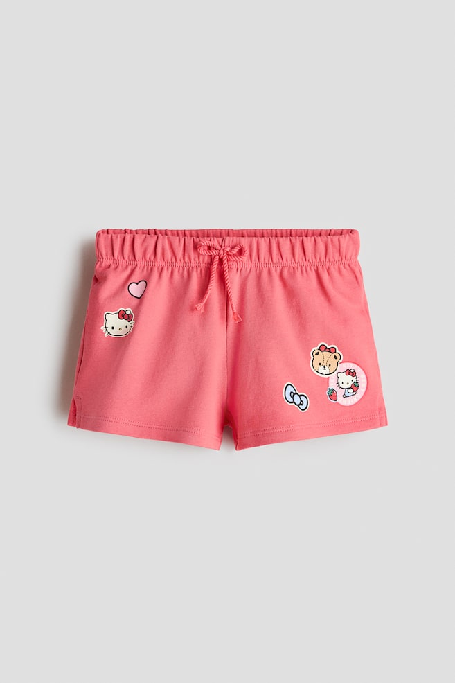 Print-motif cotton sweatshorts - Light red/Hello Kitty/Light blue/Lilo & Stitch - 1