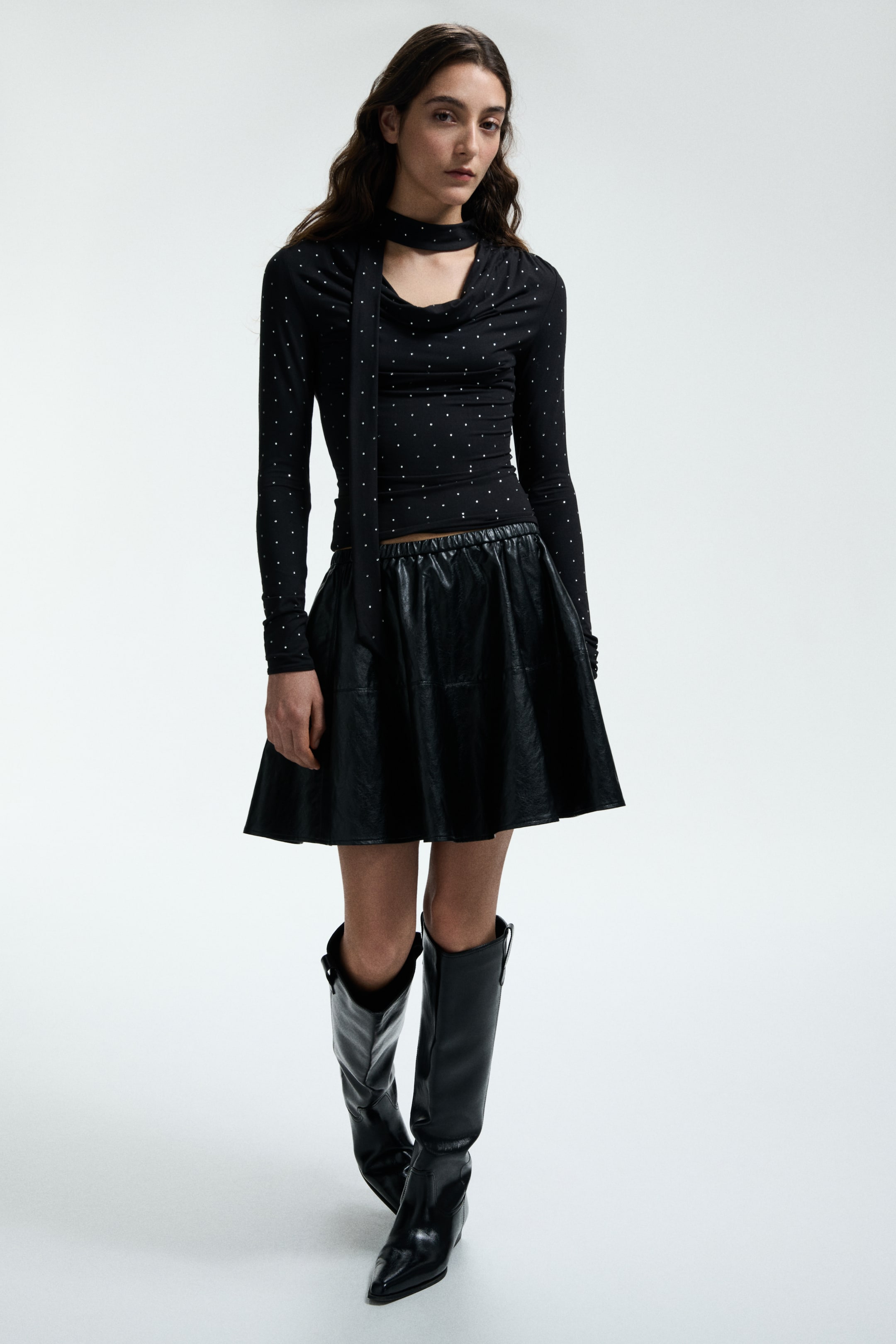 View larger image: Scarf-detail top - Black/Spotted - Ladies | H&M IN 3