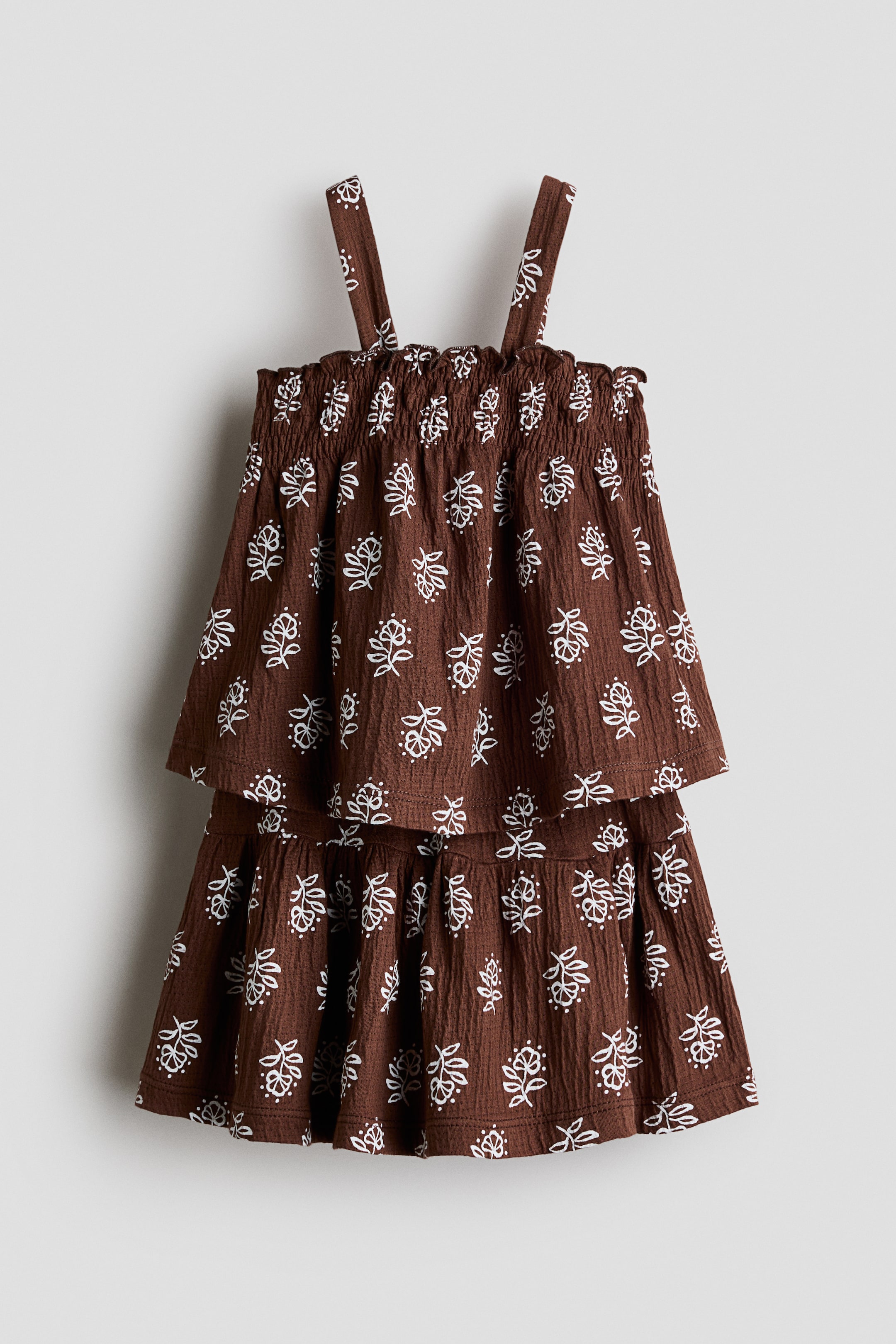 View larger image: 2-piece top and skirt set - Dark brown/Flowers - Kids | H&M US 1