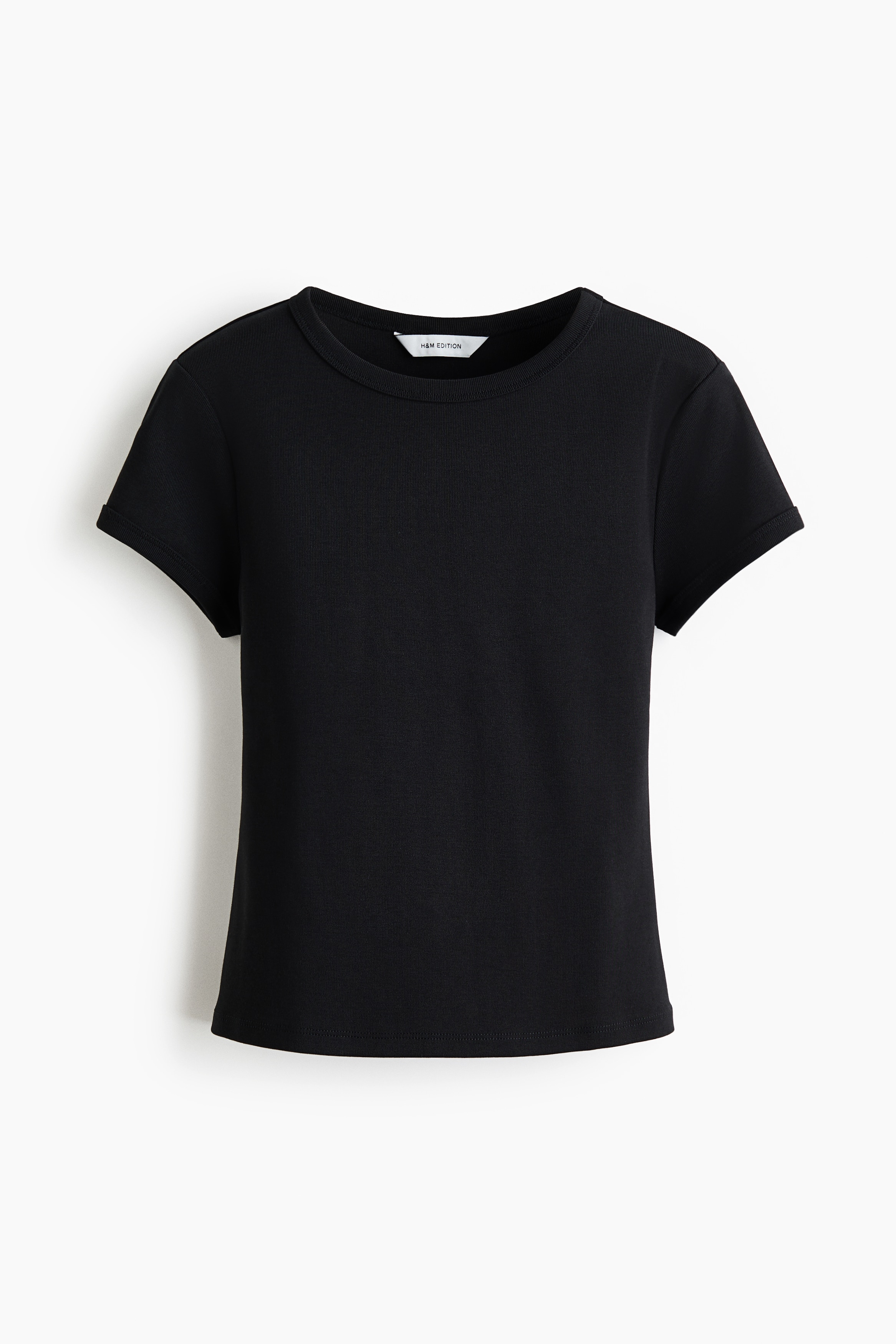 Camiseta de canalé - Negro/Crema