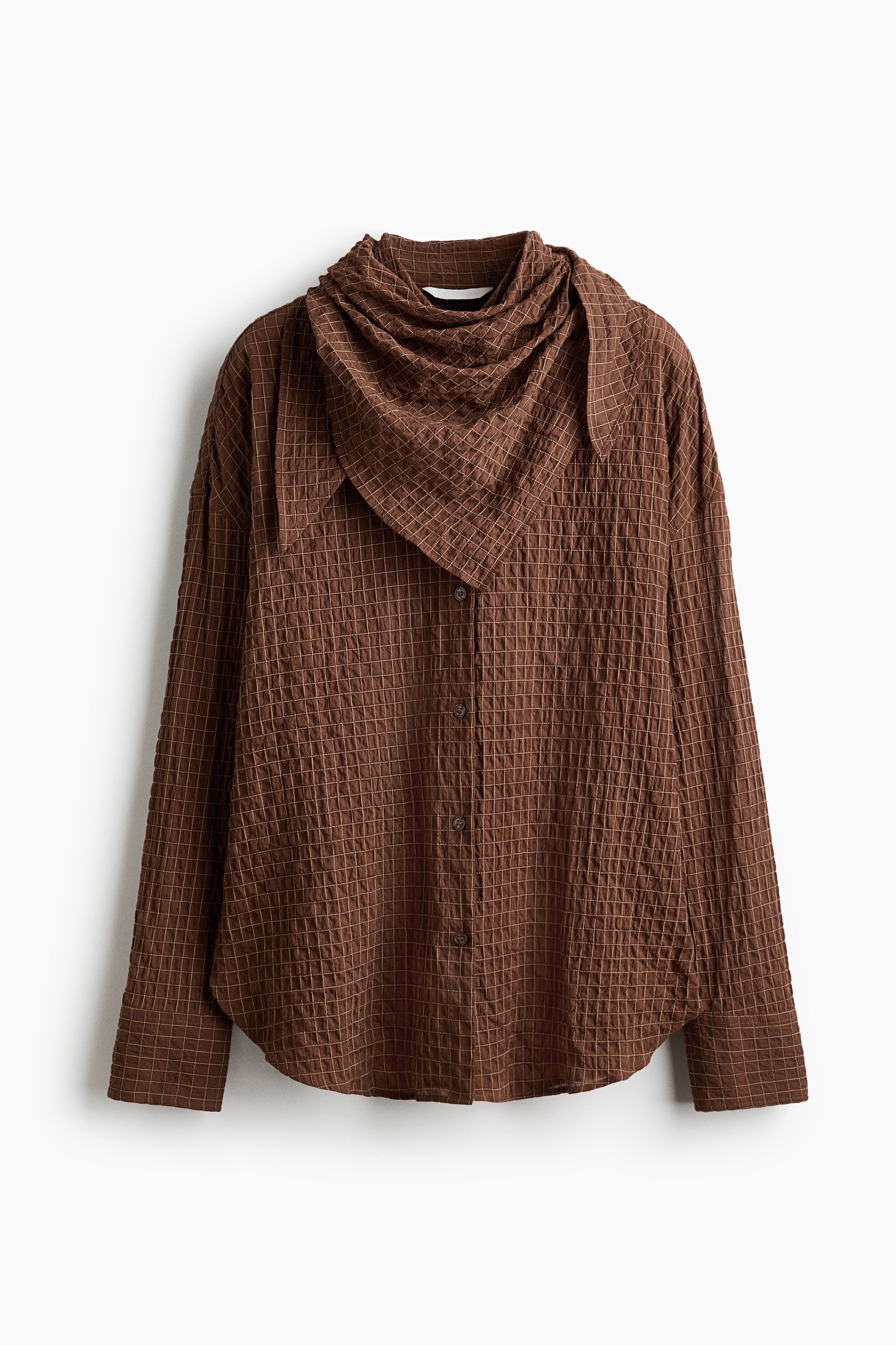 Skjorta i bäckebölja med scarf - Brun
