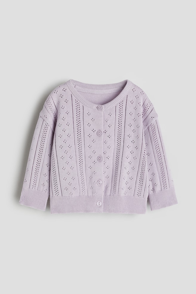 Pointelle-knit cardigan - Light dusty purple/White/Light dusty pink/Light beige/dc/dc - 1