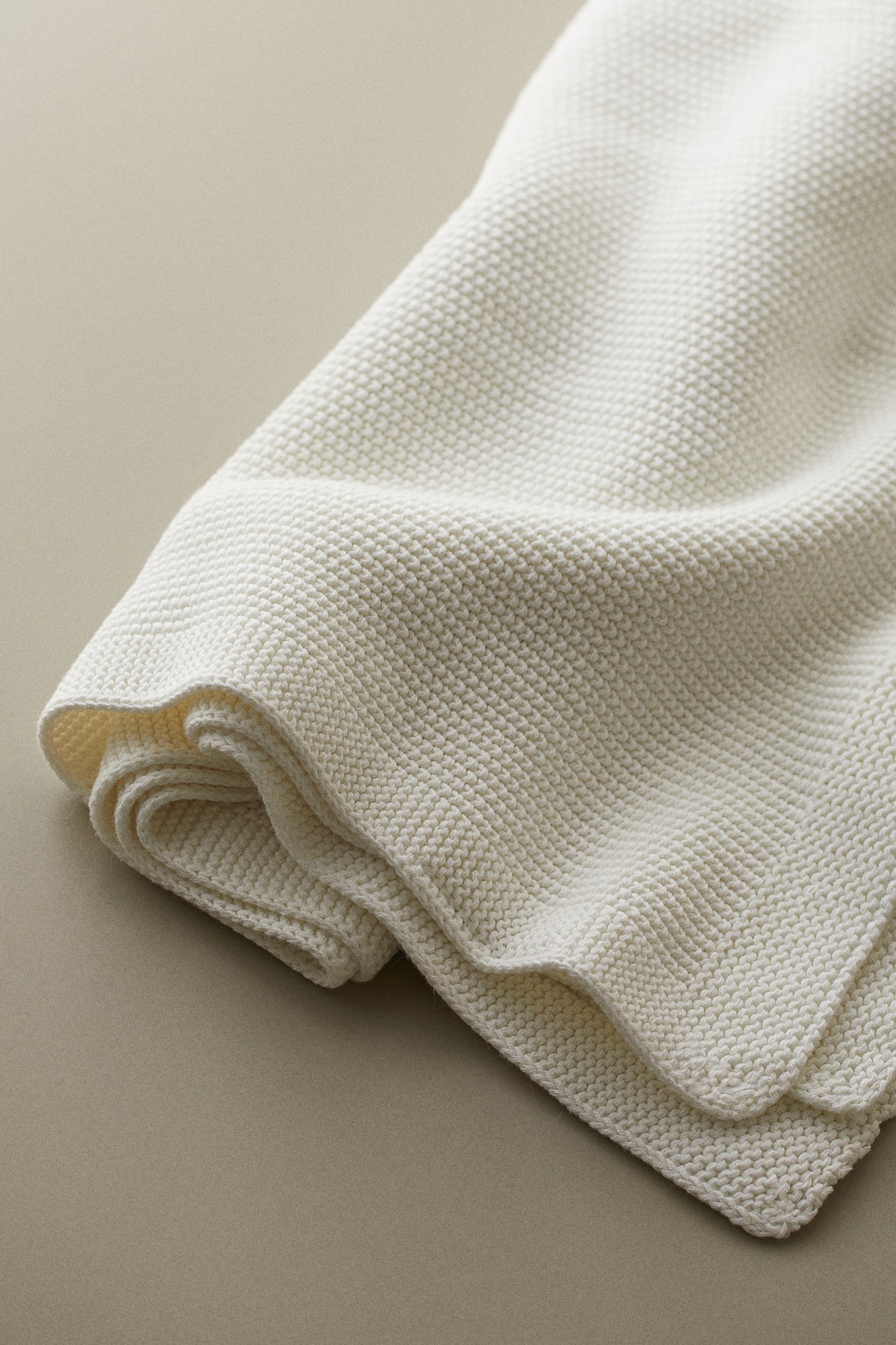 Moss-stitched cotton blanket - White/Light green/Light dusty mole - 5