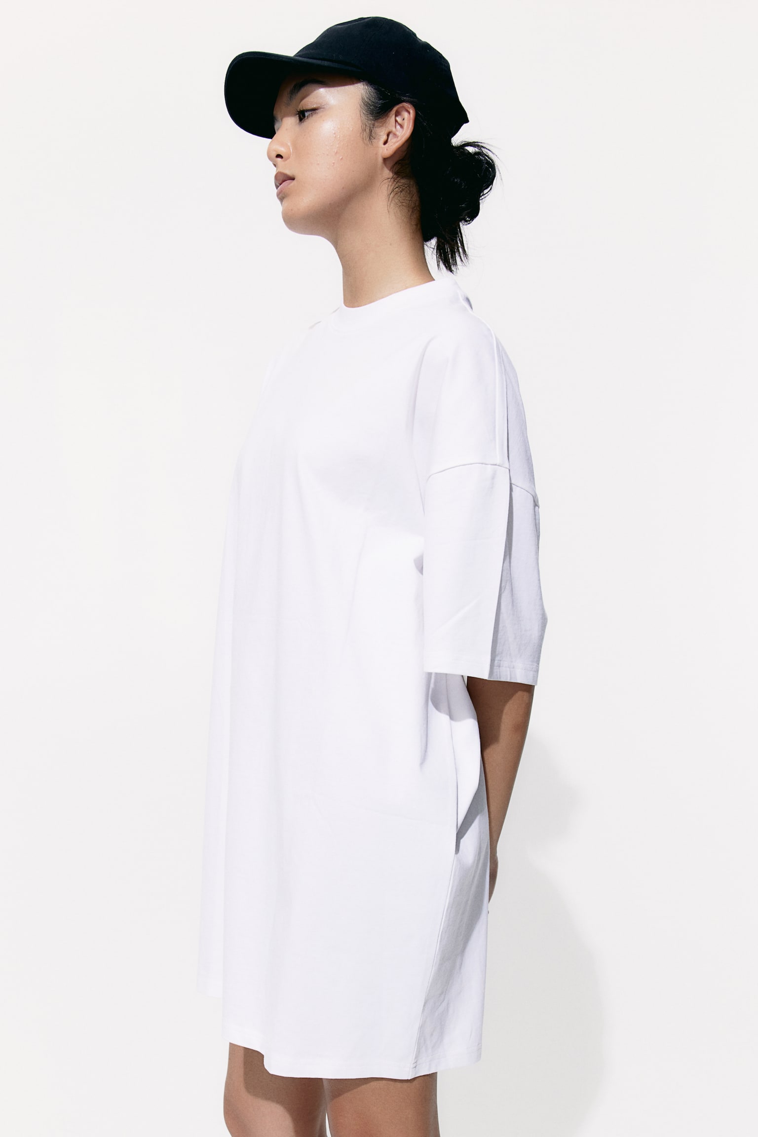 Oversized T-shirt dress - White/Light grey marl/Black/Light beige/Light yellow/Light beige/Light grey/Navy blue/Dark grey/Khaki green - 4