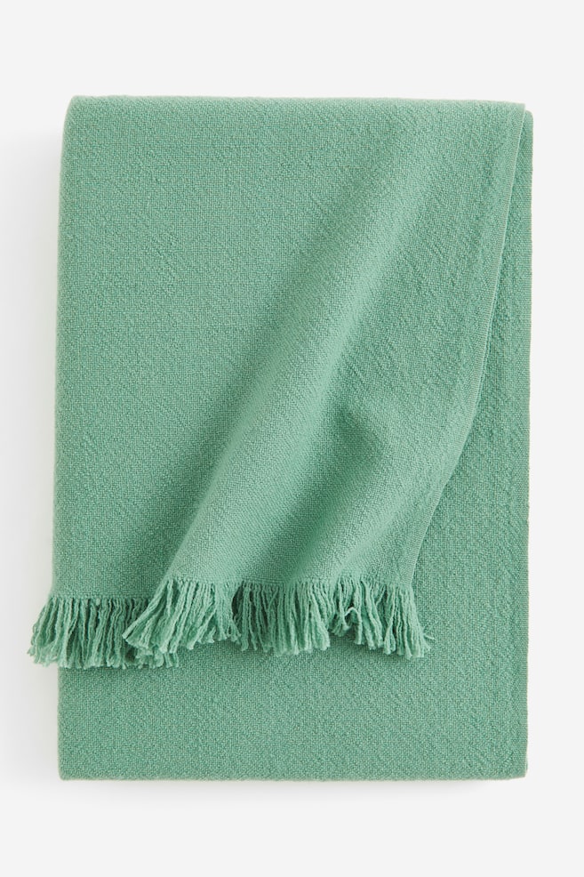Plaid en laine mélangée - Vert/Jaune clair - 1