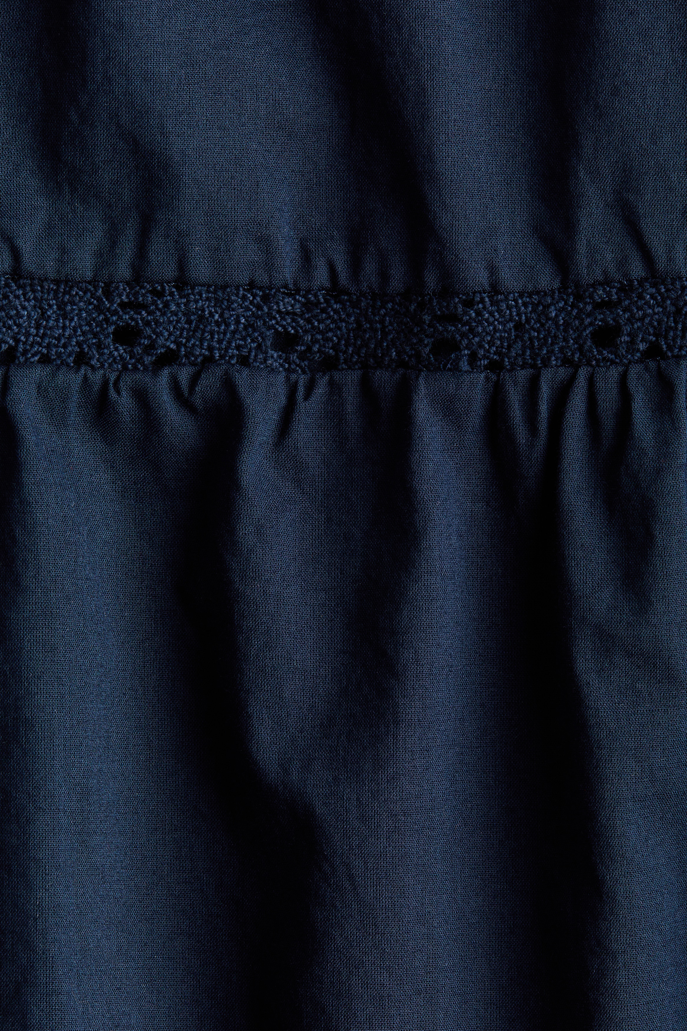 Ladies - Navy Blue Lace-Trimmed Dress with Flared Skirt - Size: XS - H&M