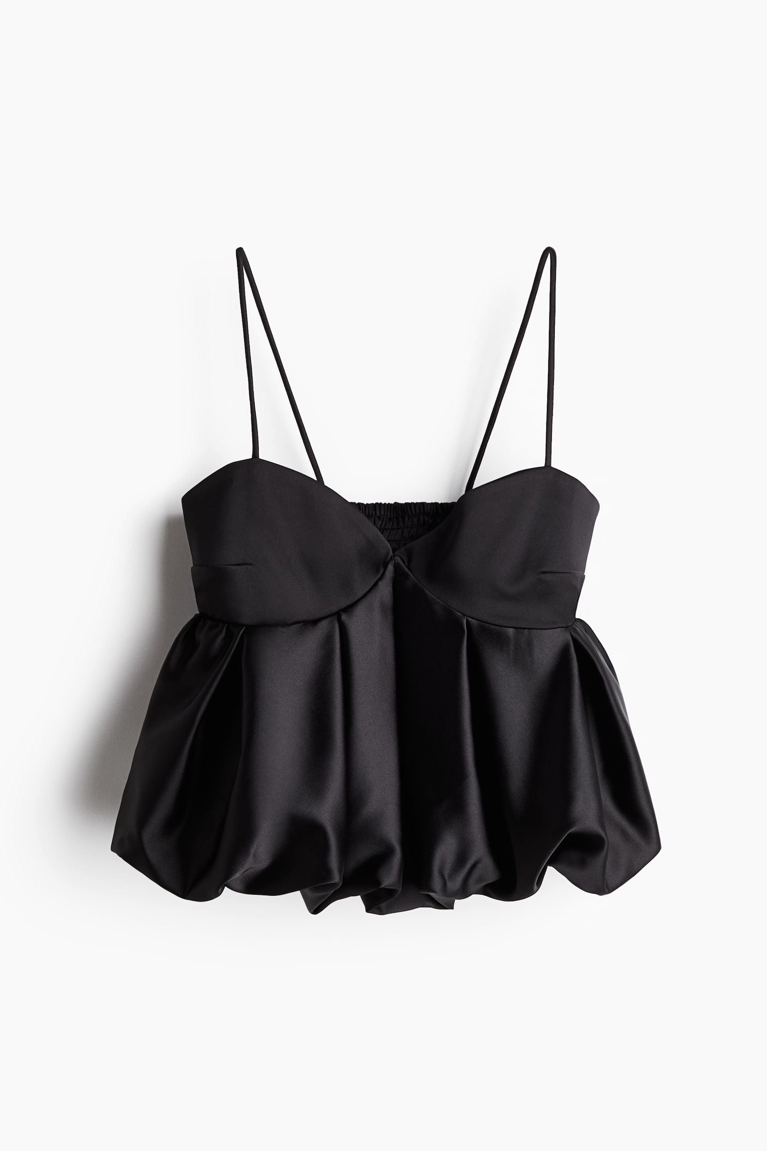 Bubble-hem strappy top - Black - 2