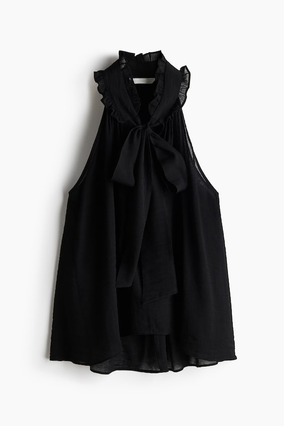 Женские топы H&M Frill-trimmed bow-collar top