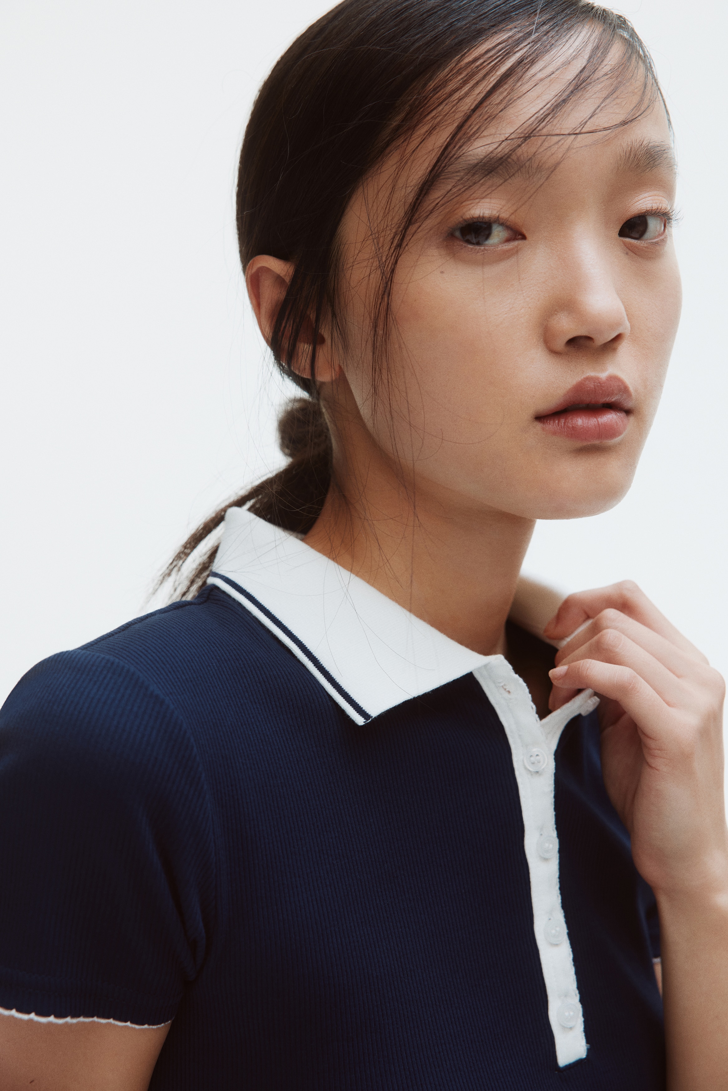 Flared-skirt polo dress