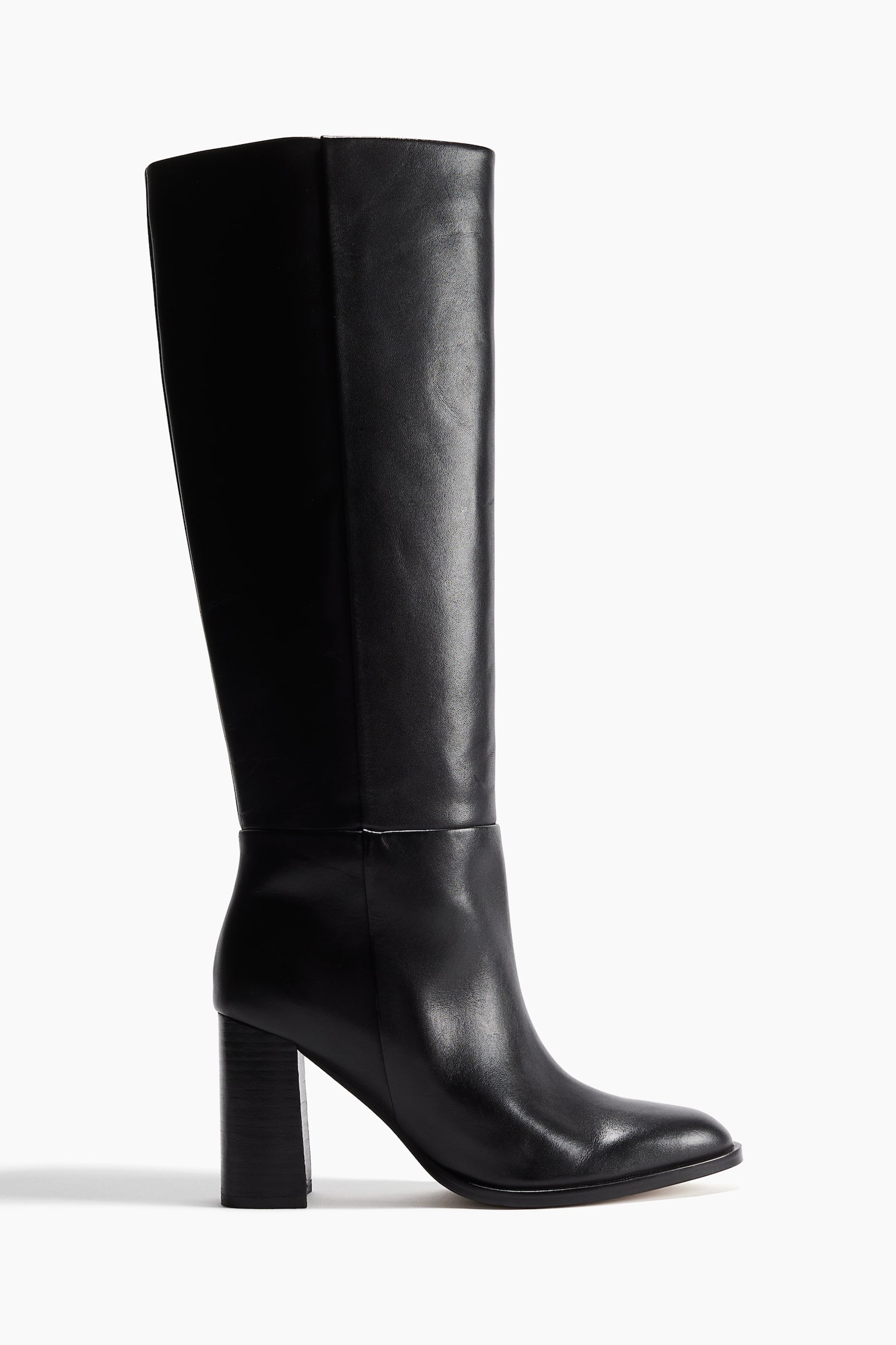 Botas pelo joelho em pele - Preto - 2