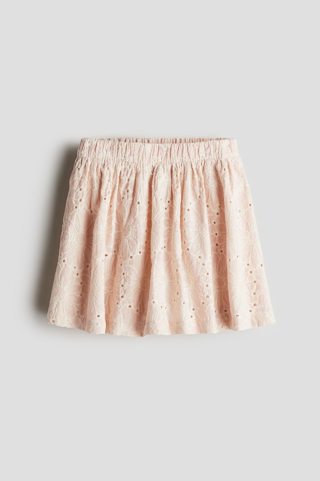 Falda en bordado inglés - Rosa palo/Floreado - 1