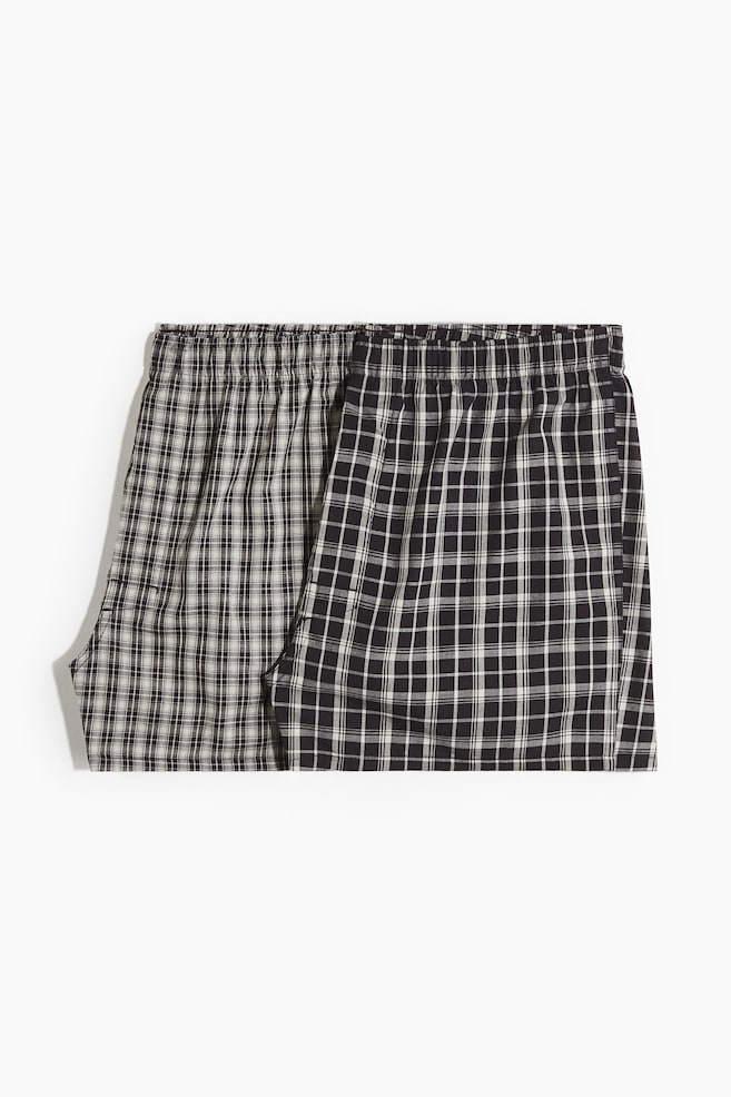 2-Pack Woven Boxer Shorts - Black/white checked/Red/plaid/Khaki green/checked/Light pink/checked/Pink/plaid/Brown/plaid/Light blue/striped/Green/striped/Light blue/paisley - 1