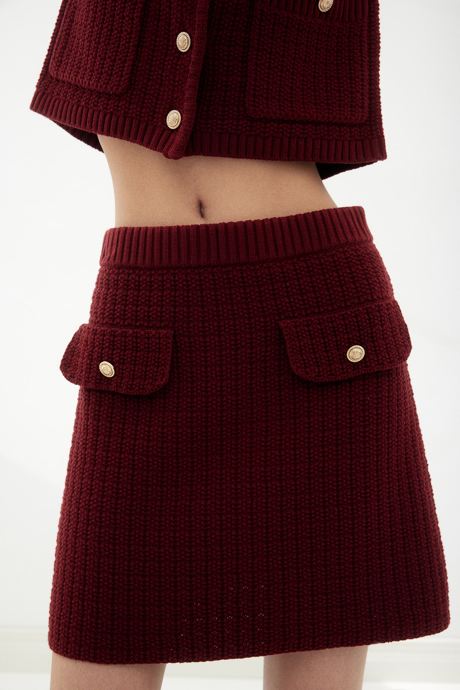 Moss Knit Skirt - Dark red - 3