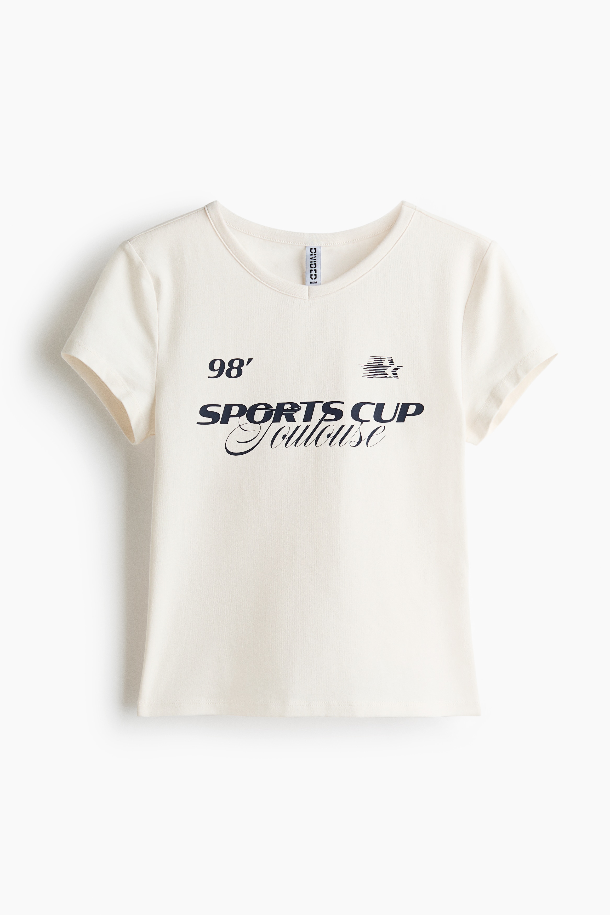 V領棉質T恤 - 象牙色/Sports Cup/咖啡色/Italia/深藍色/綠色條紋
