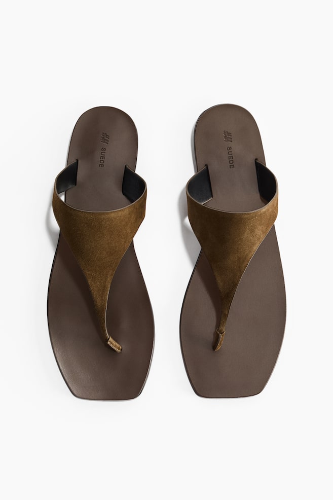 Sandales en cuir - Vert kaki foncé/Noir/Beige/imitation léopard/Marron foncé/Beige clair - 1