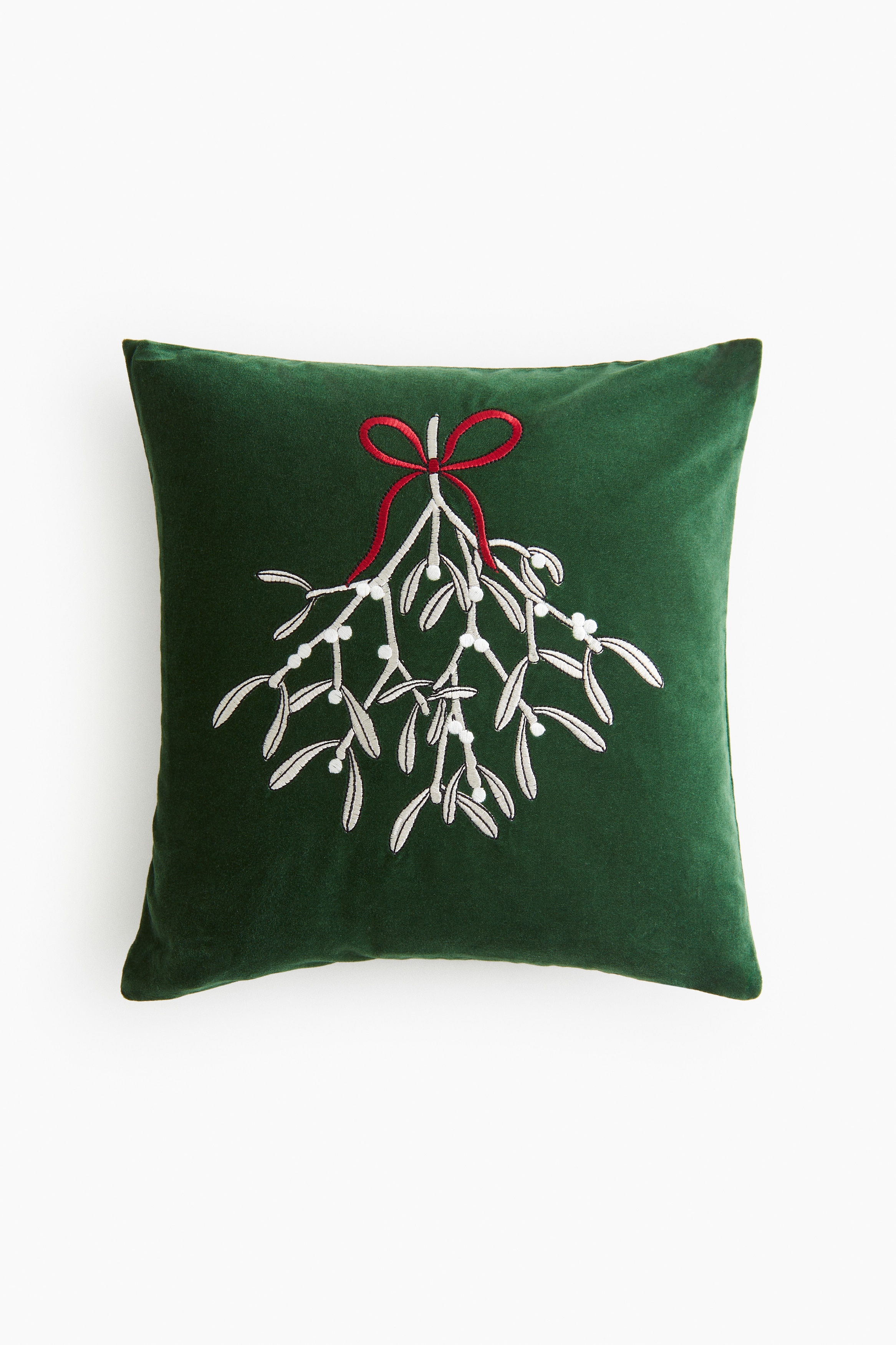 H&M Home  - Velvet cushion cover - Dark green/Mistletoe - size: 40x40