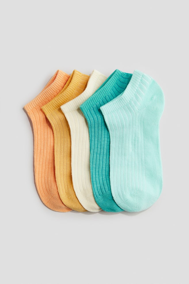 5er-Pack Sneakersocken in Rippstrick - Türkis/Gelb/Gelb/Orange - 1