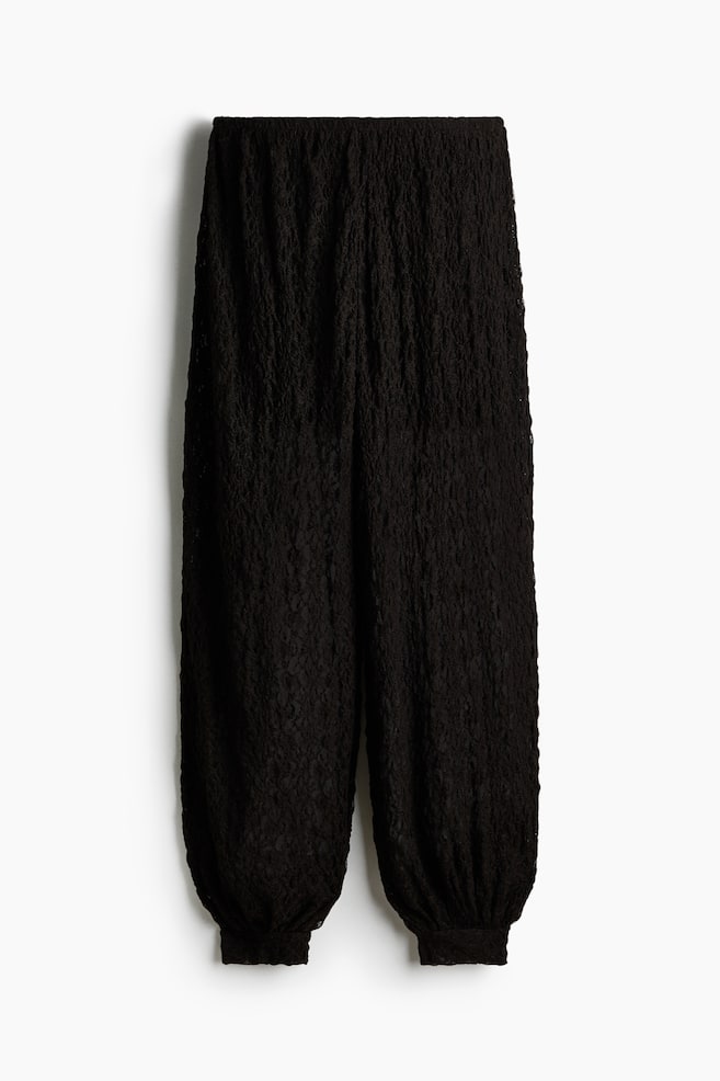 Lace-Look Pants - Dark brown - 1