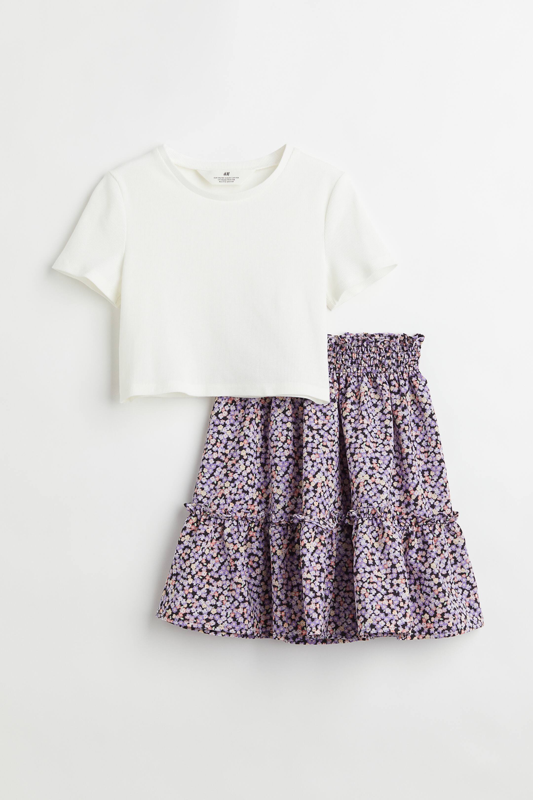 Ver imagem maior: Conjunto de 2 peças em algodão - Branco cru/Floral - CRIANÇA | H&M PT 1