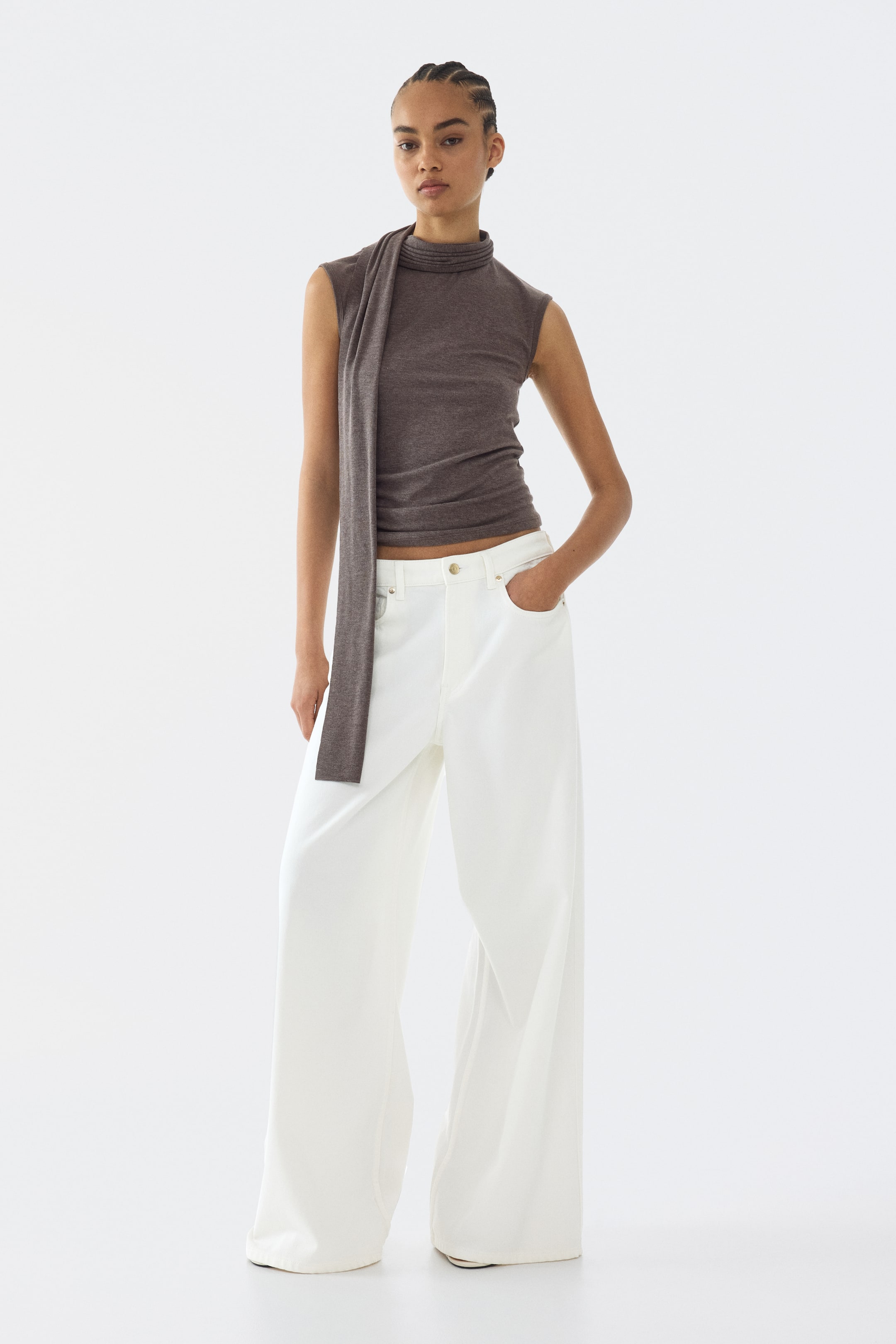 Женские топы H&M Top with Scarf Collar — фото 3