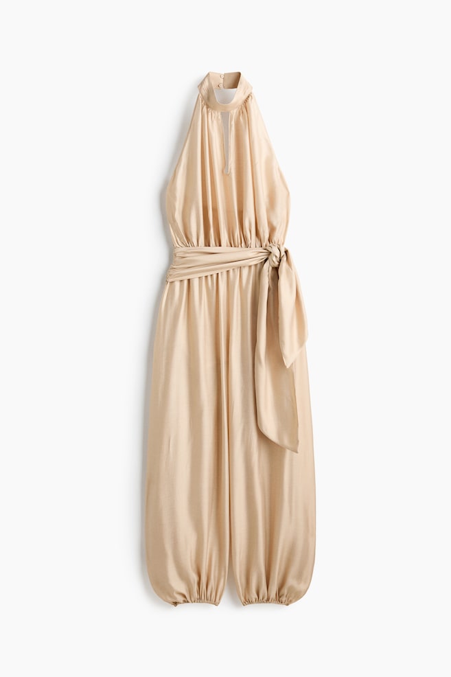 Mono con escote halter - Beige claro - 1