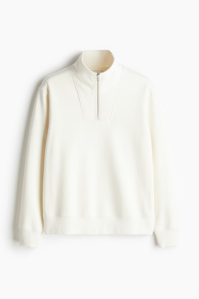 Regular Fit Half-Zip Sweatshirt - Cream/Cream - 1