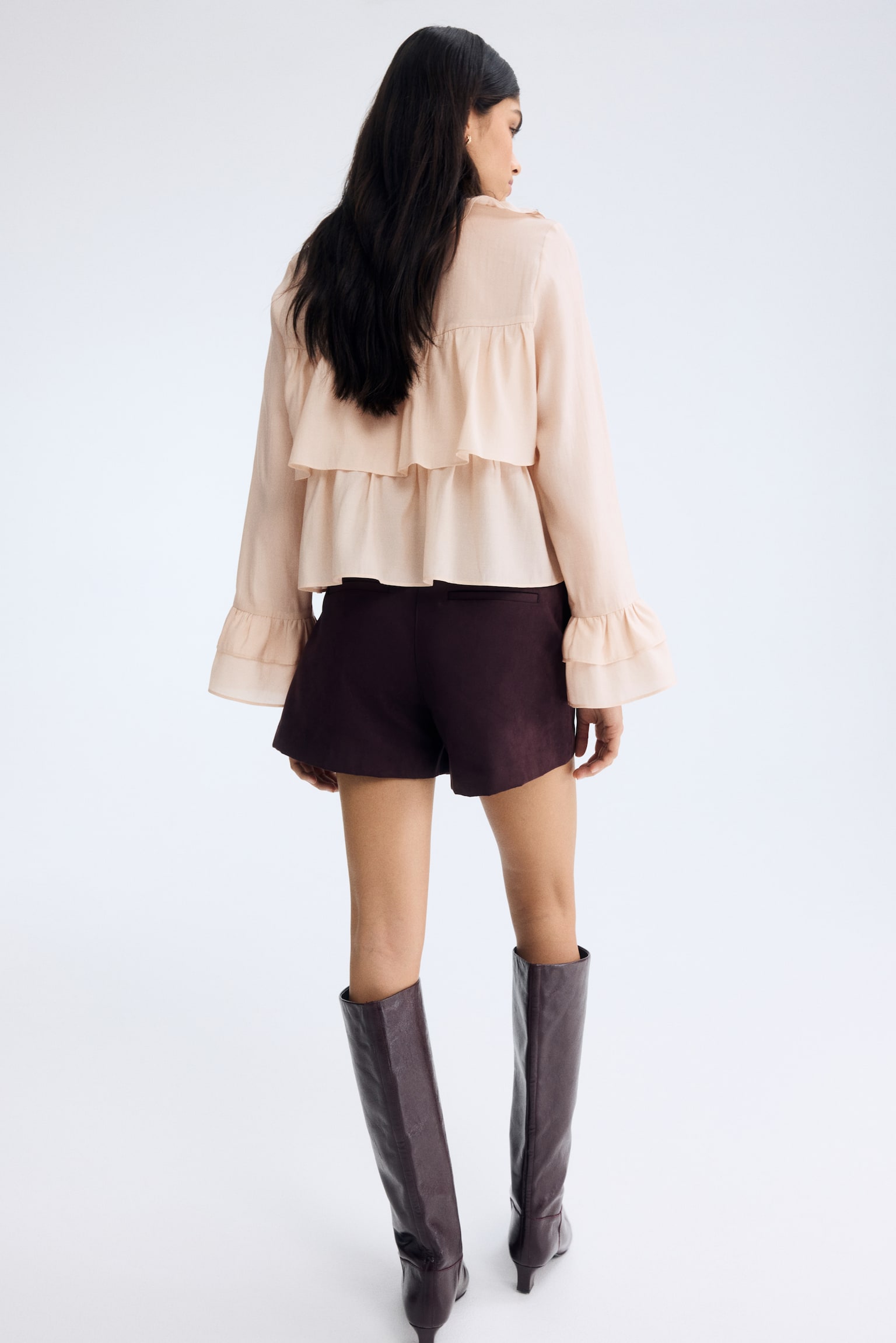 Frill-trimmed blouse - Light beige - 5