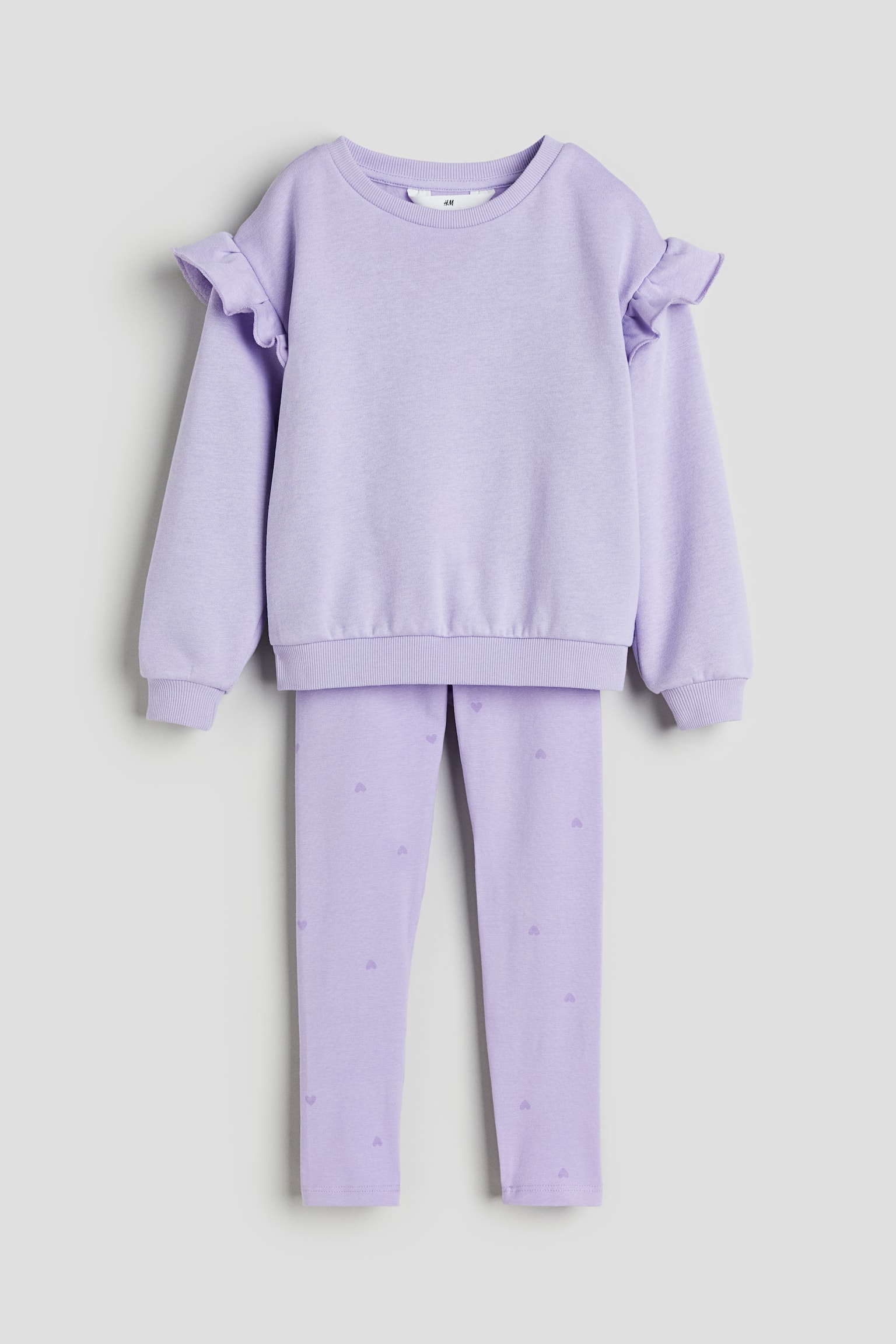 Sweater & Leggings Set - Lilac/Cream/Hearts - 1